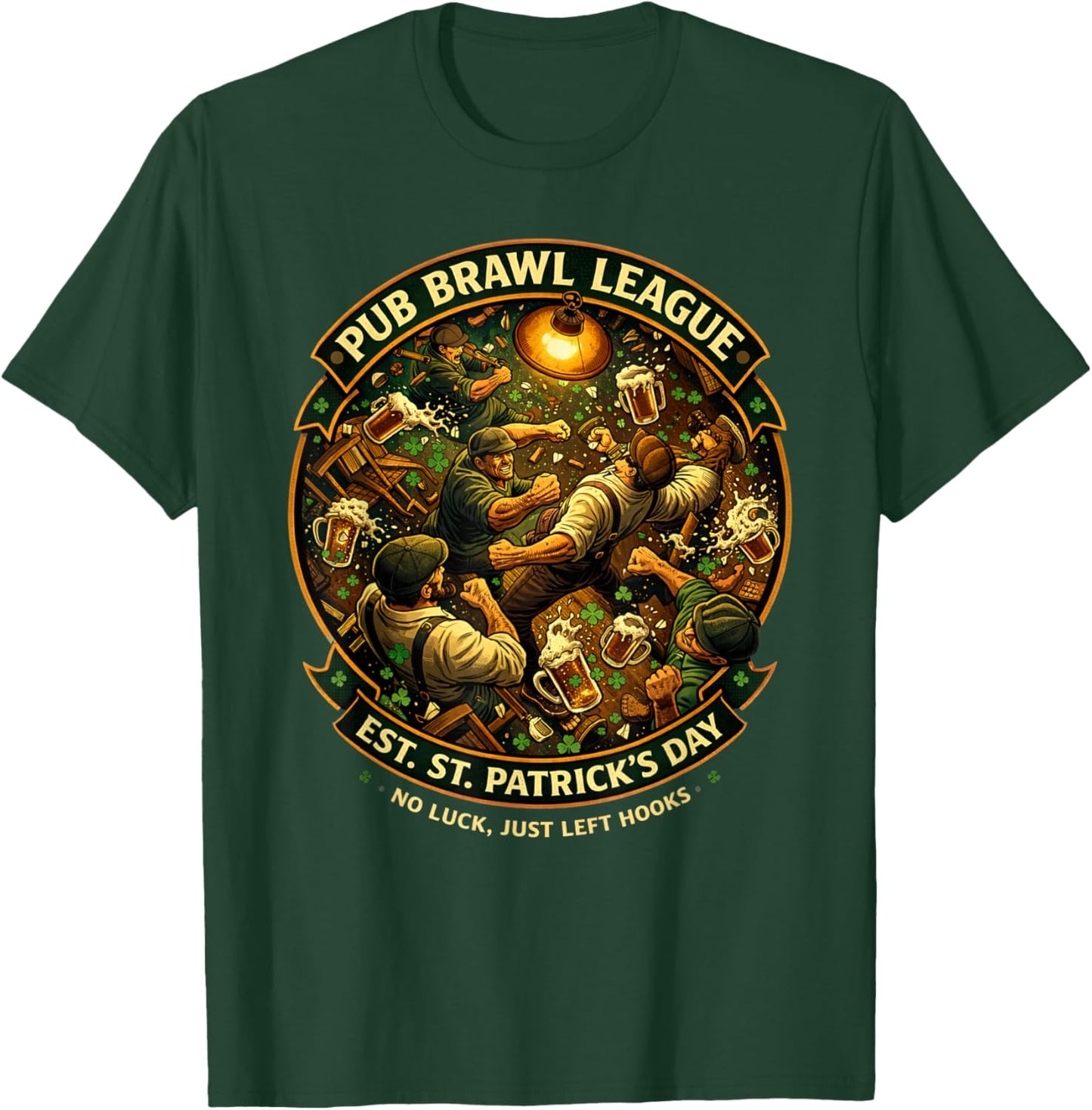 Pub Fight League St Patricks Day Bar Crawl Party T-Shirt - T-Shirt | Forest