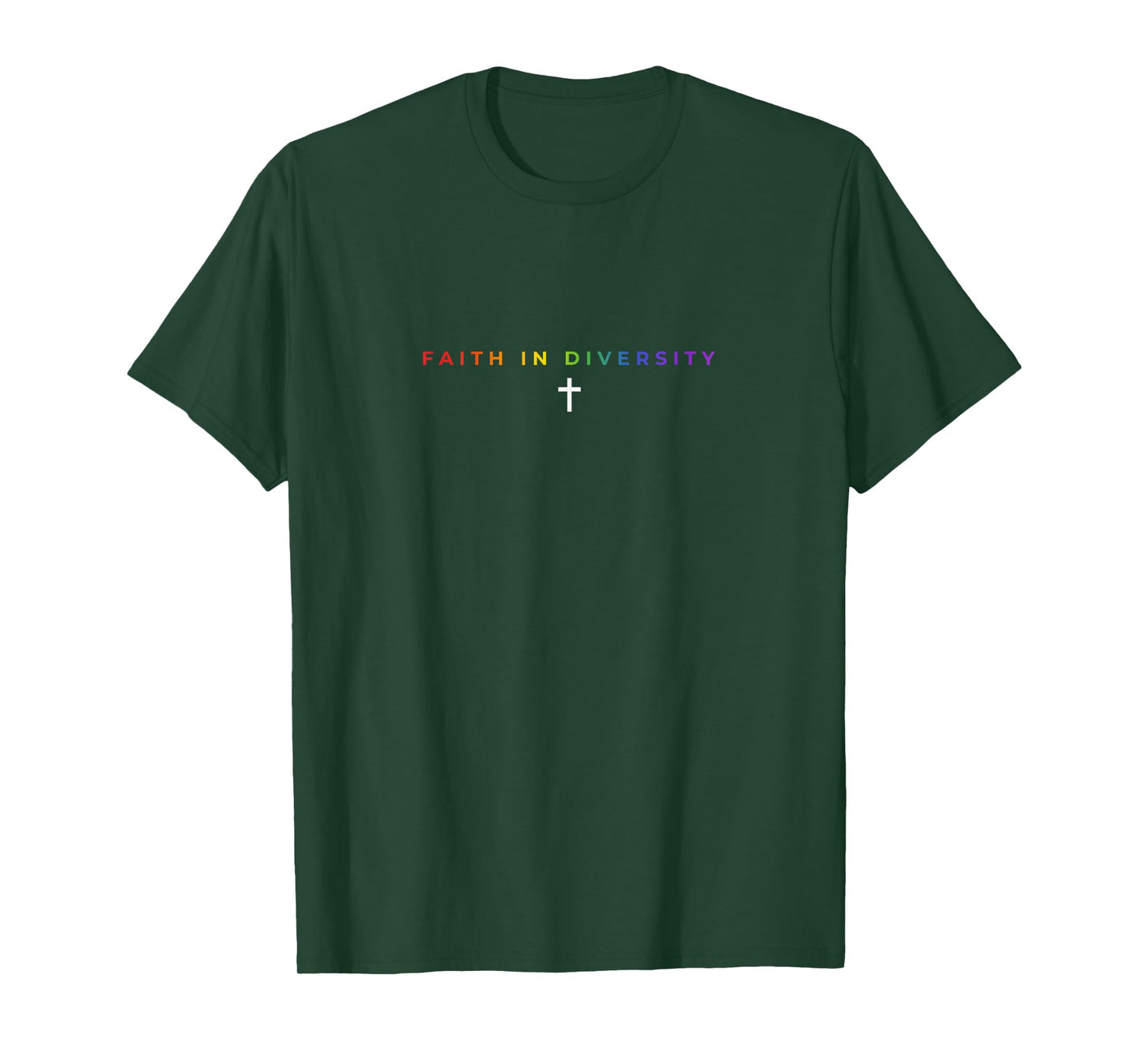 Faith In Diversity Rainbow Cross LGBTQ Christian Pride Flag T-Shirt