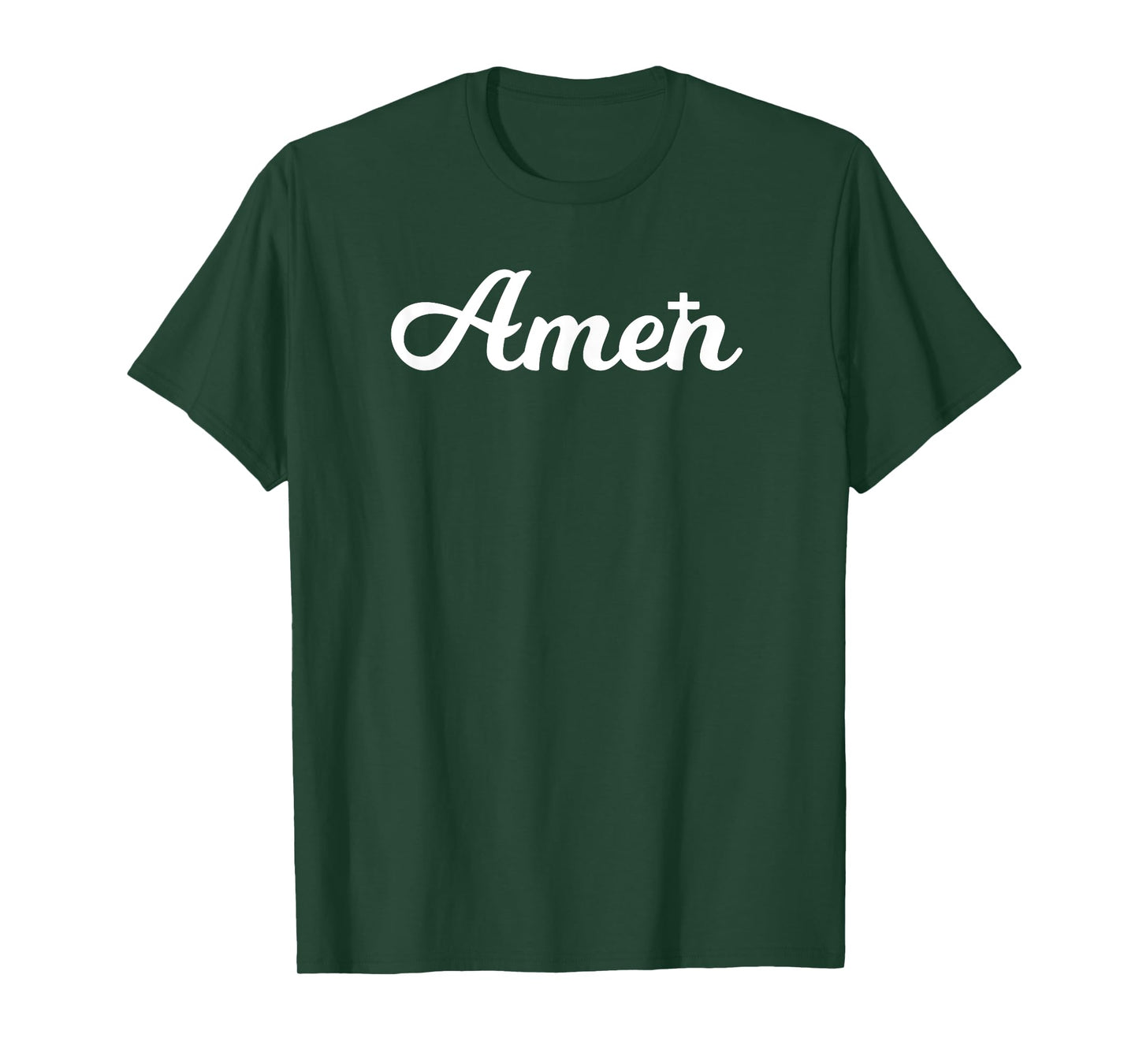 Christian Faith Gifts 2.1 Amen Cross Christian Gift Unisex T-Shirt - Black, Short Sleeve, Crew Neck, Classic Fit, Polyester 100%