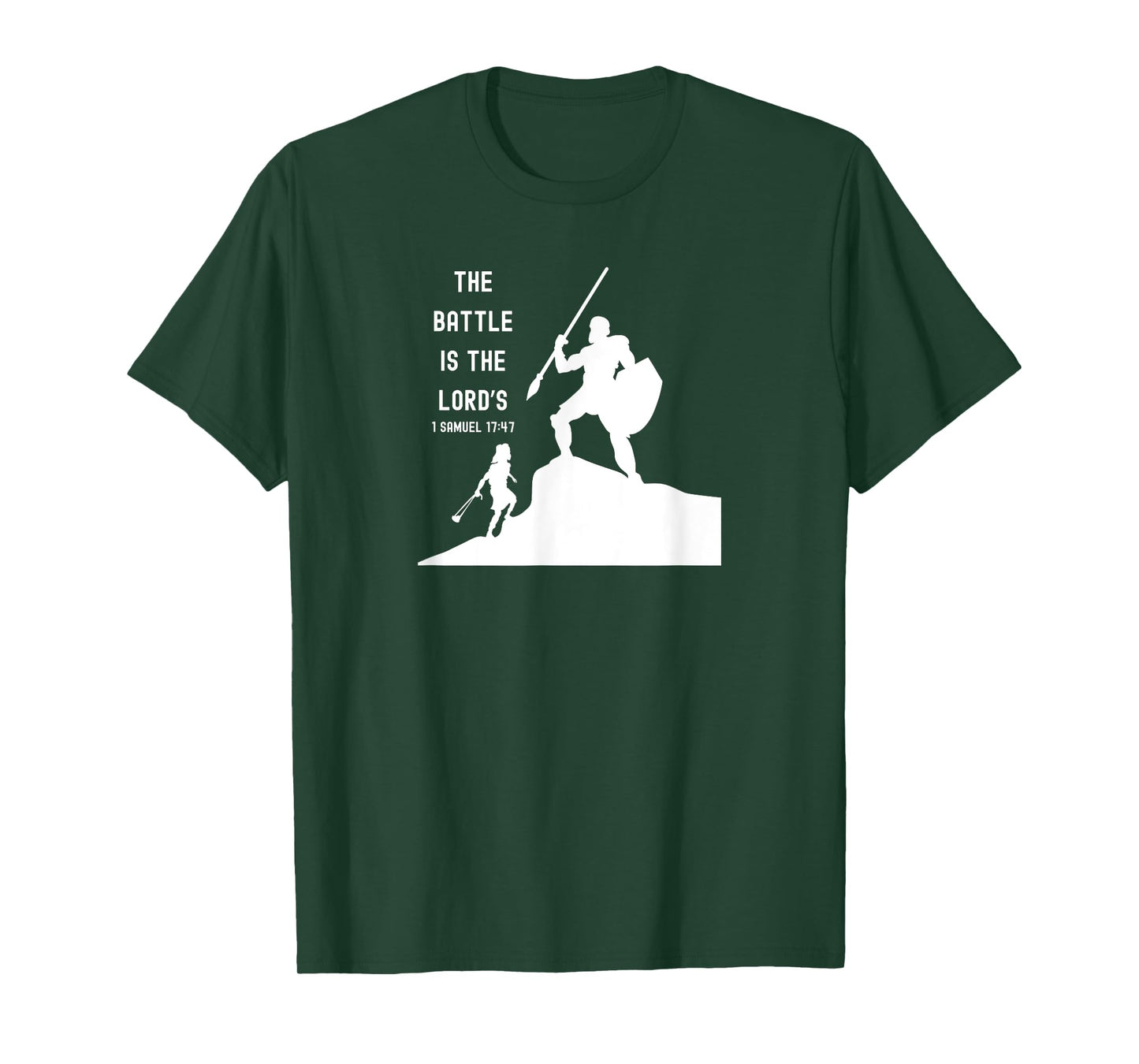 Inspired Words of Hope Bible Verse David and Goliath Christian Scripture Motivating T-Shirt, Small, Black