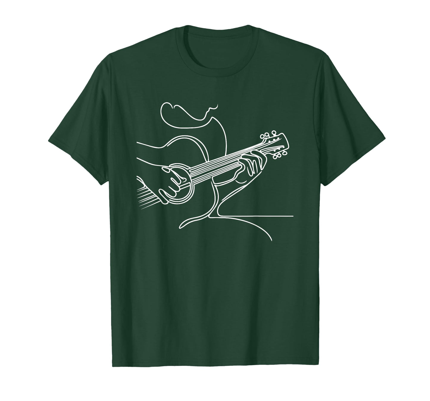 Acoustic Guitar Line Art - Minimalist Graphic Guitarist T-Shirt