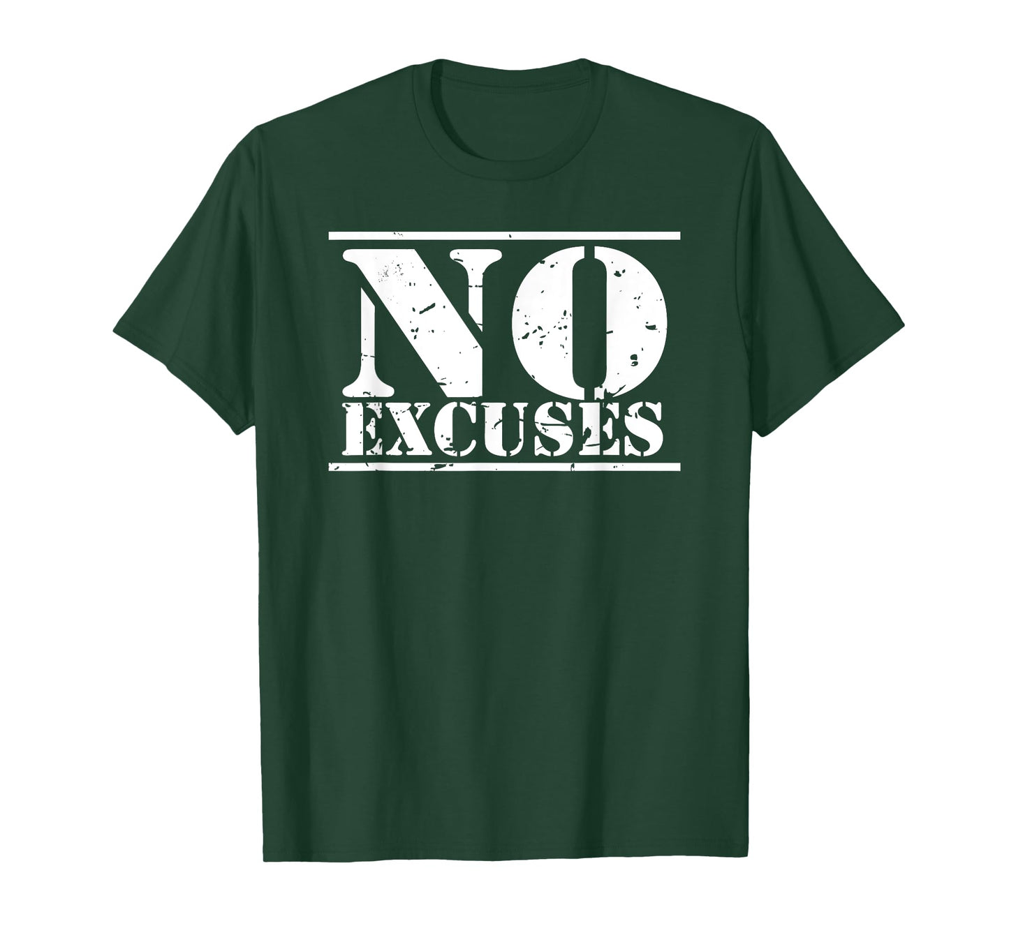 No Excuses gym & fitness sports motto distressed logo T-Shirt