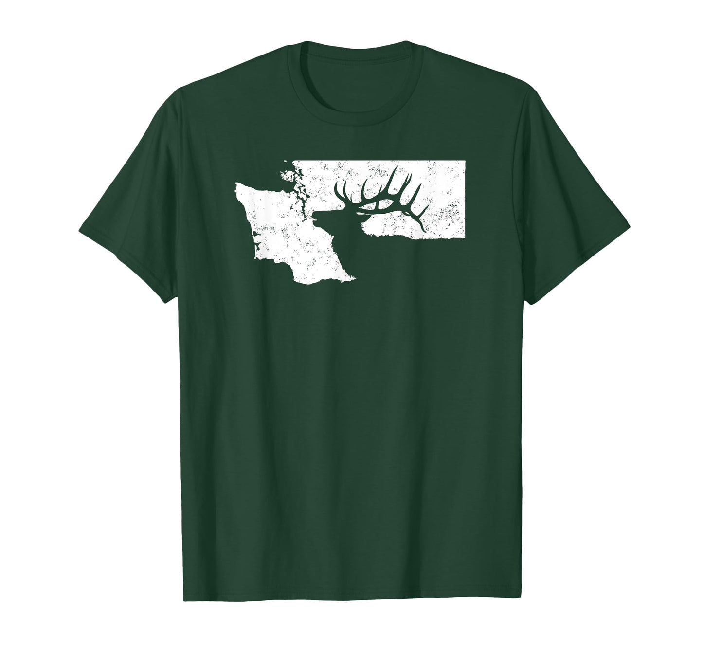 Washington Elk Hunting T Shirt - Bull Elk State Shape Tshirt T-Shirt