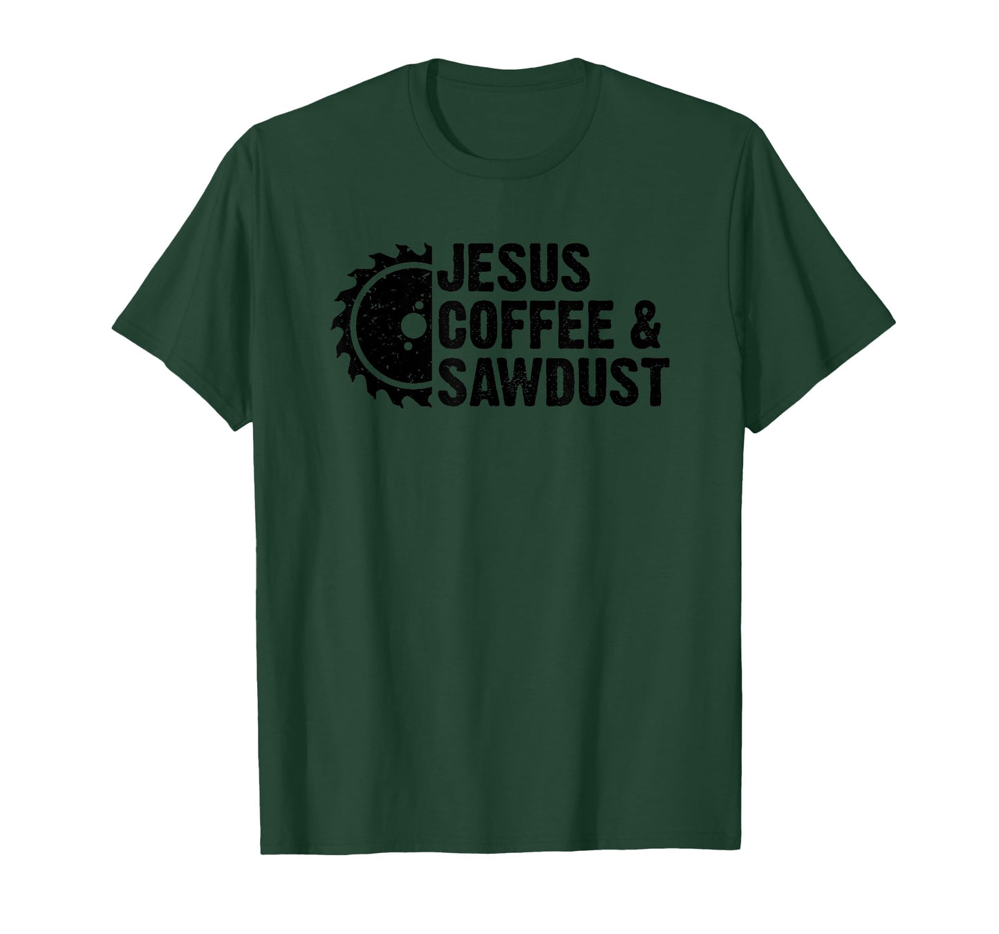 Jesus Coffee & Sawdust - Christian Carpenter Woodworking T-Shirt