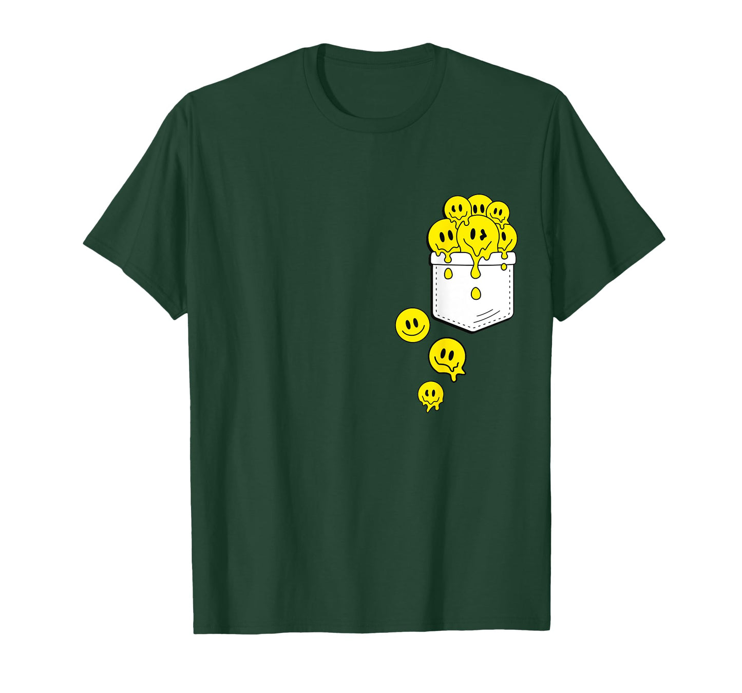 Pocket Yellow Smile Faces Melting Happiness Graphic Designs T-Shirt