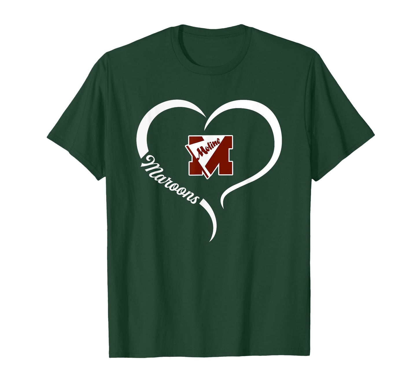 Moline Maroons Logo Half Heart Slogan HS T-Shirt