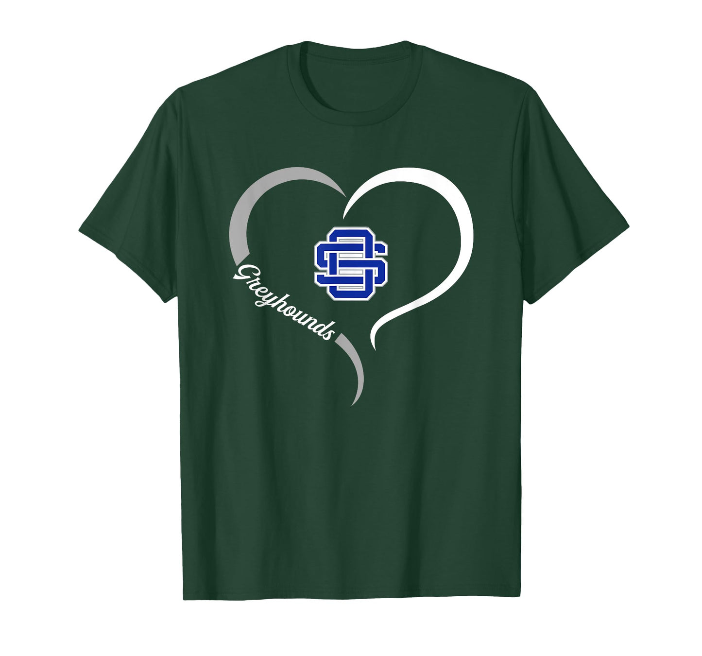 Ocean Springs Greyhounds Logo Half Heart Slogan HS T-Shirt