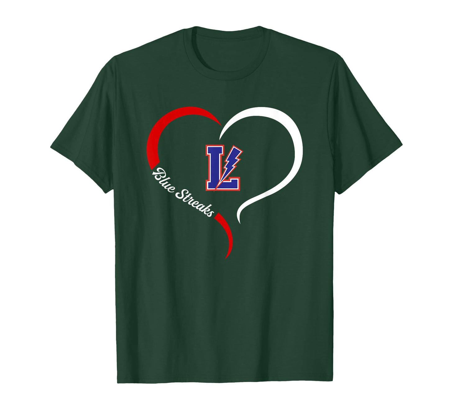 Lake Blue Streaks Logo Half Heart Slogan HS T-Shirt
