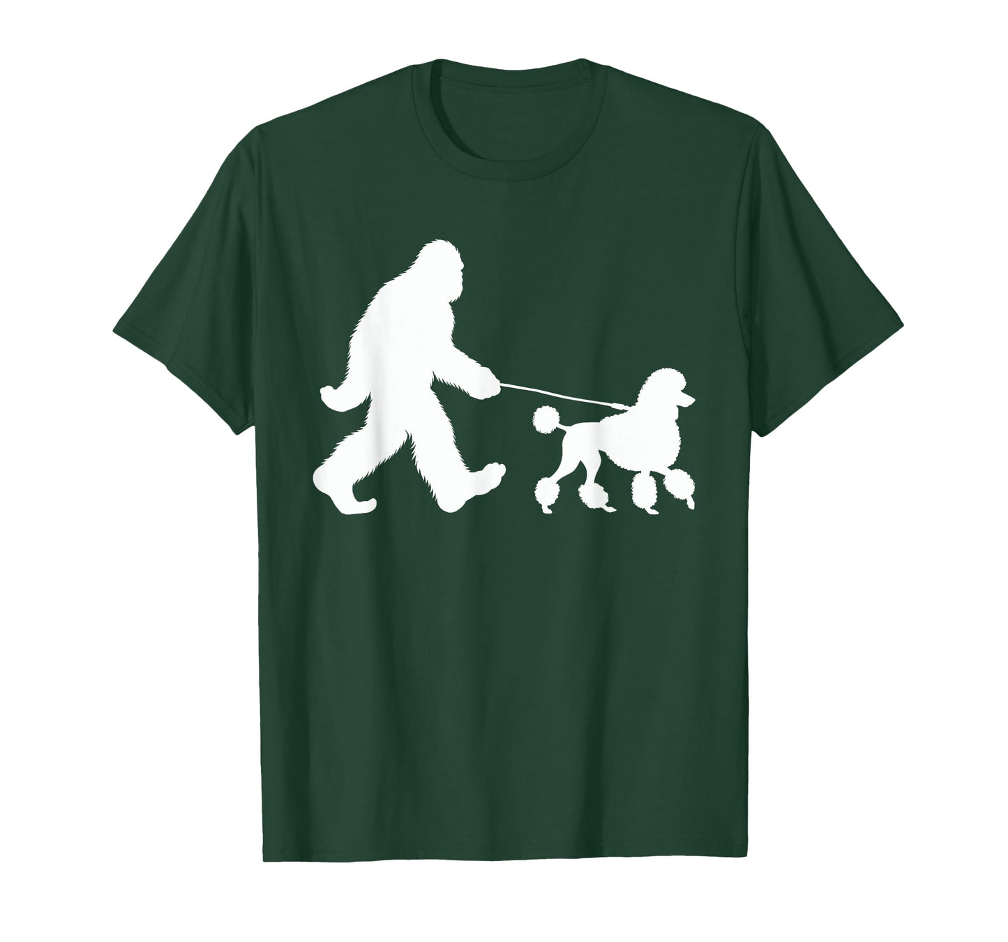 Bigfoot Walking a Dog Funny Standard Poodle Lovers Dog Dad T-Shirt