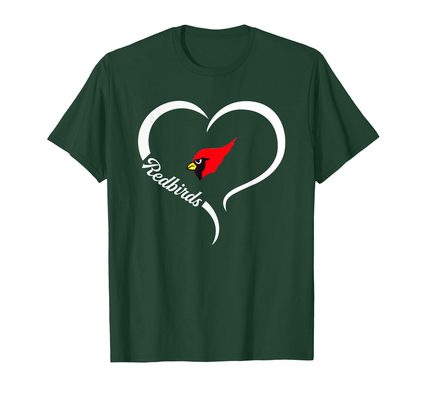 Metamora Township Redbirds Logo Half Heart Slogan HS T-Shirt