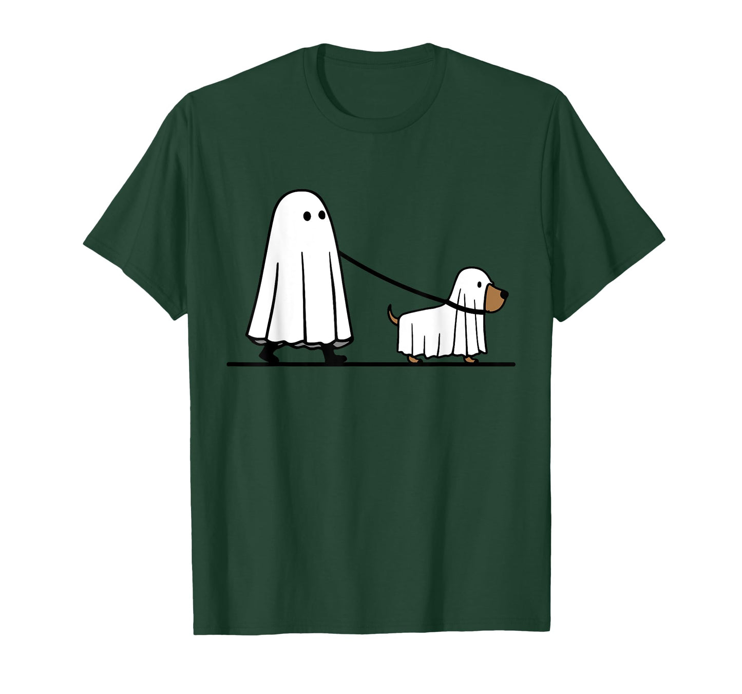Halloween Ghost Walking Dog Dogs Cute Ghosts Retro Groovy T-Shirt