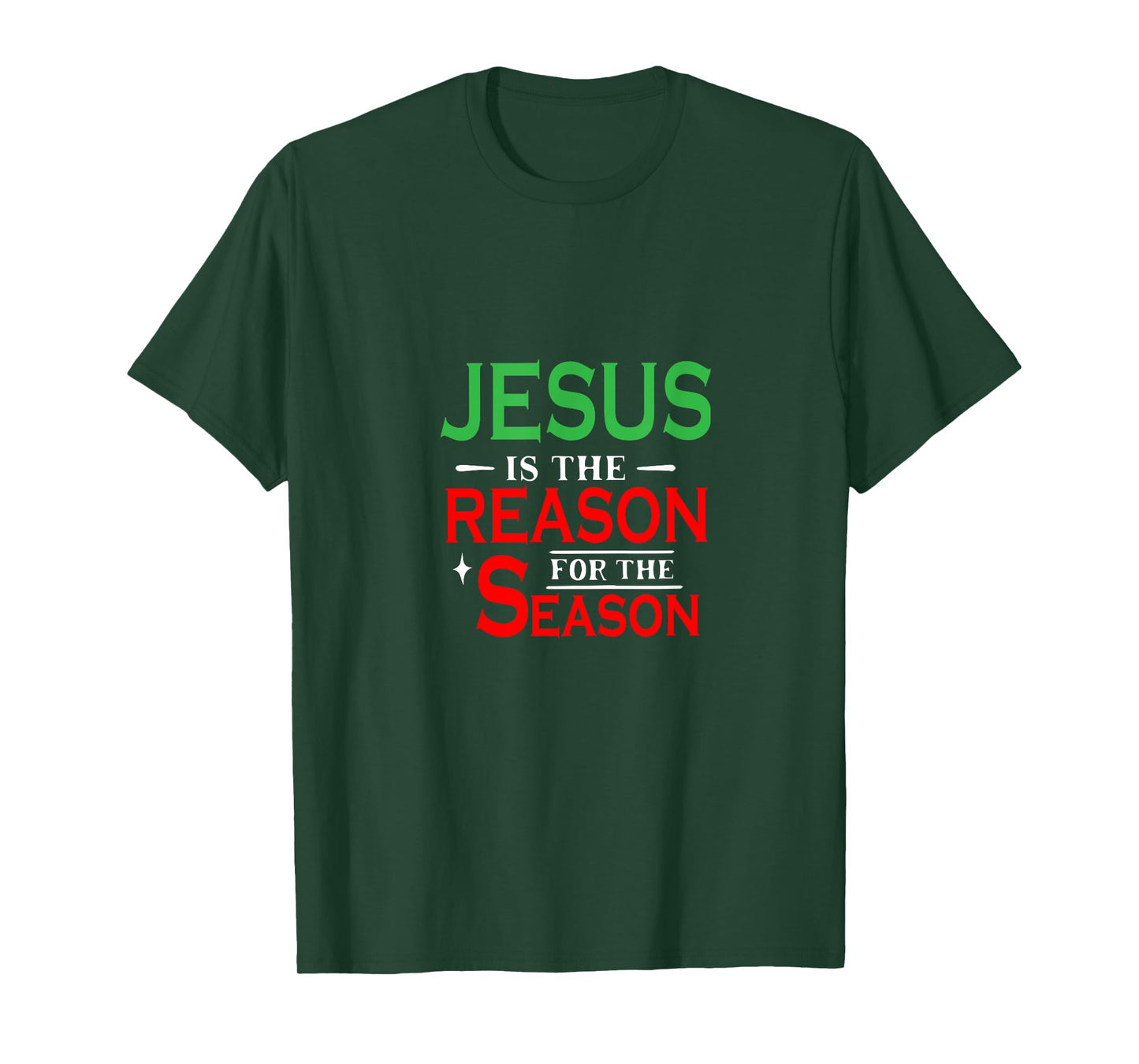 Jesus Is the Reason for the Season Christian Black X-Small Crew Neck Short Sleeve Regular Fit Modern Christian T-Shirt