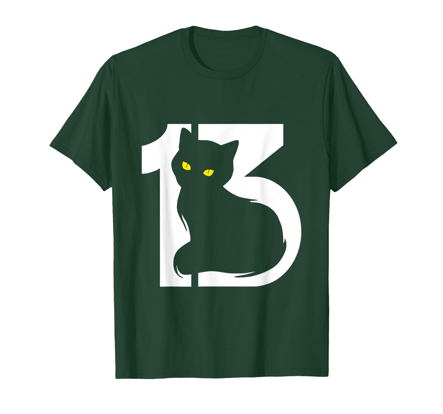 Unlucky Number 13 Cat Silhouette T-Shirt for Men Women Kids