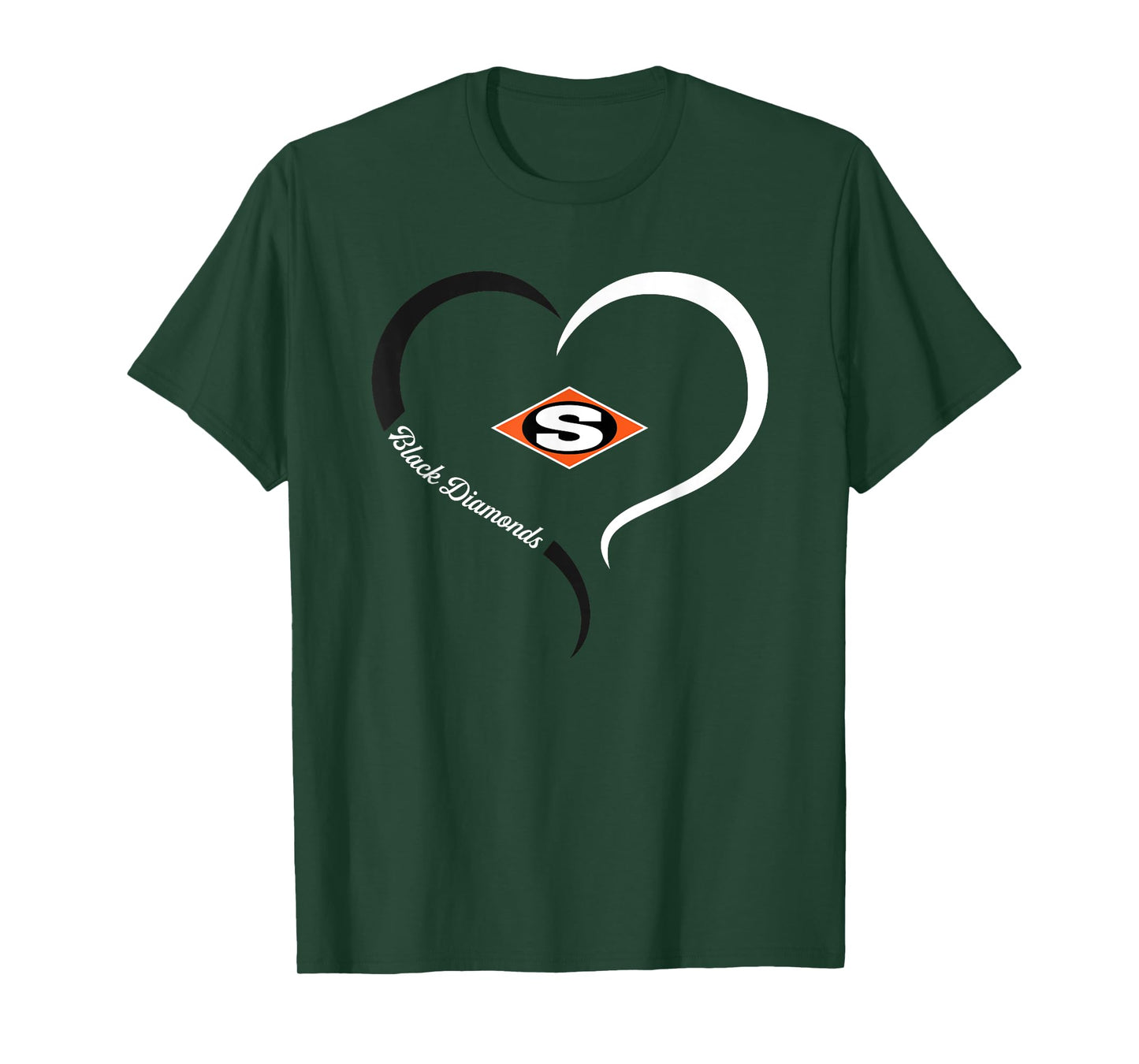 Sallisaw Black Diamonds Logo Half Heart Slogan HS T-Shirt