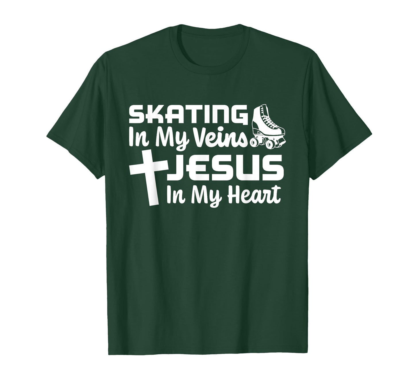 Skating In My Veins Jesus In My Heart Christian Roller Skate T-Shirt