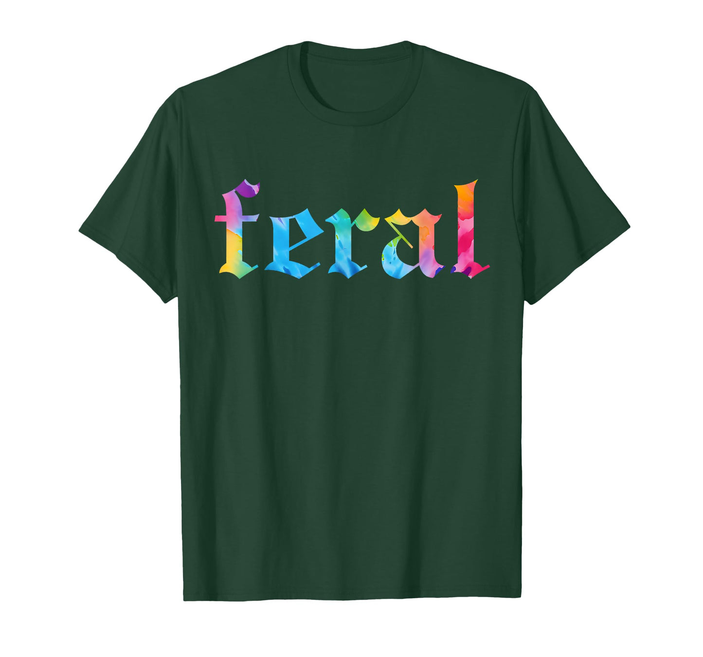 Feral Summer Girl Tie Dye T-Shirt - Women's Gothic Blackletter Font Tie-Dye T-Shirt - Small - Black - Short Sleeve