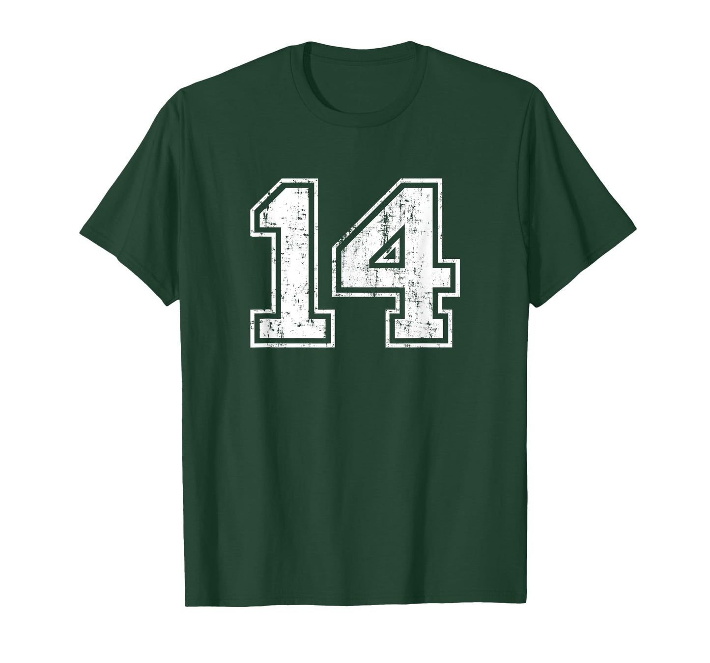 Number 14 Fourteen Distressed Vintage Sports Team Training T-Shirt