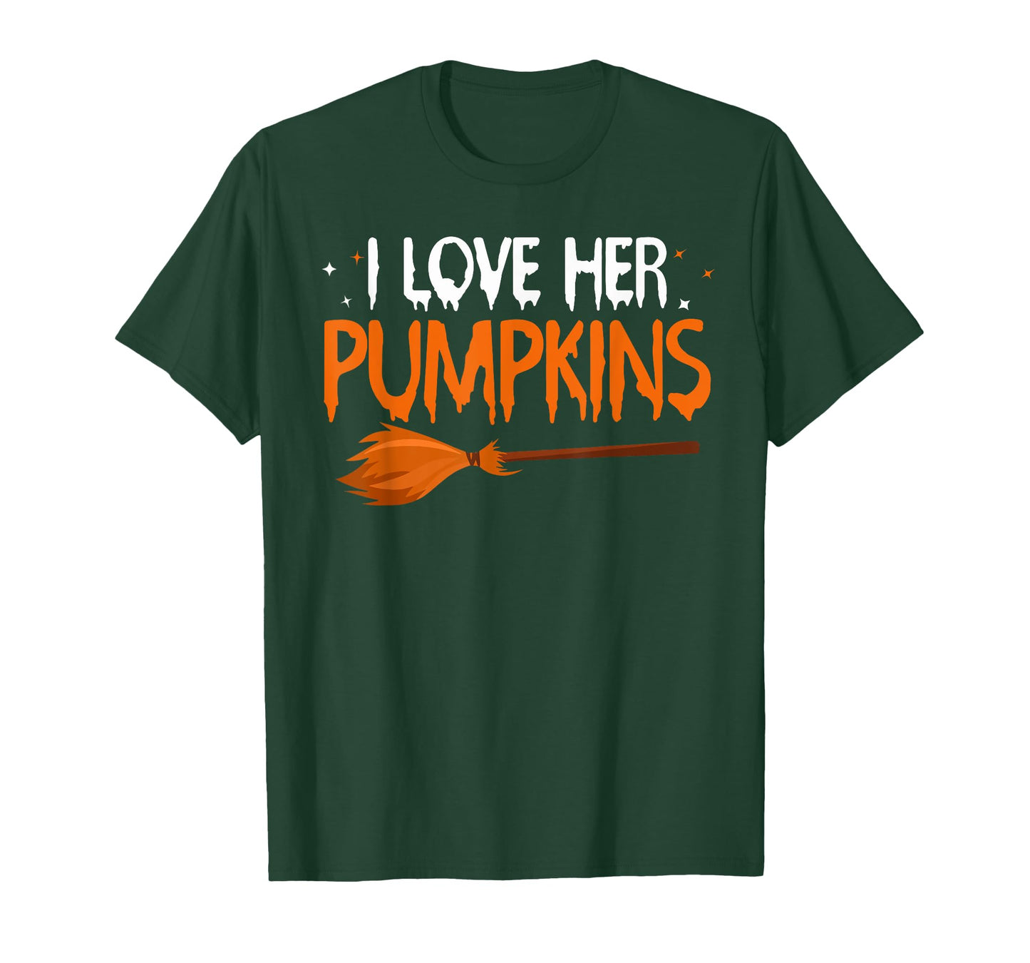 I Love His Broomstick I Love Her Pumpkins Halloween Couples T-Shirt