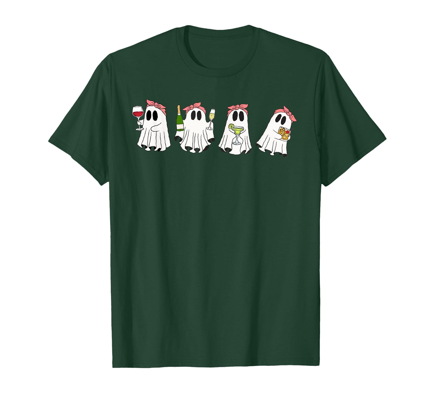 Halloween Ghost Wine Ghost Cute Lace Ghost Halloween Spooky T-Shirt
