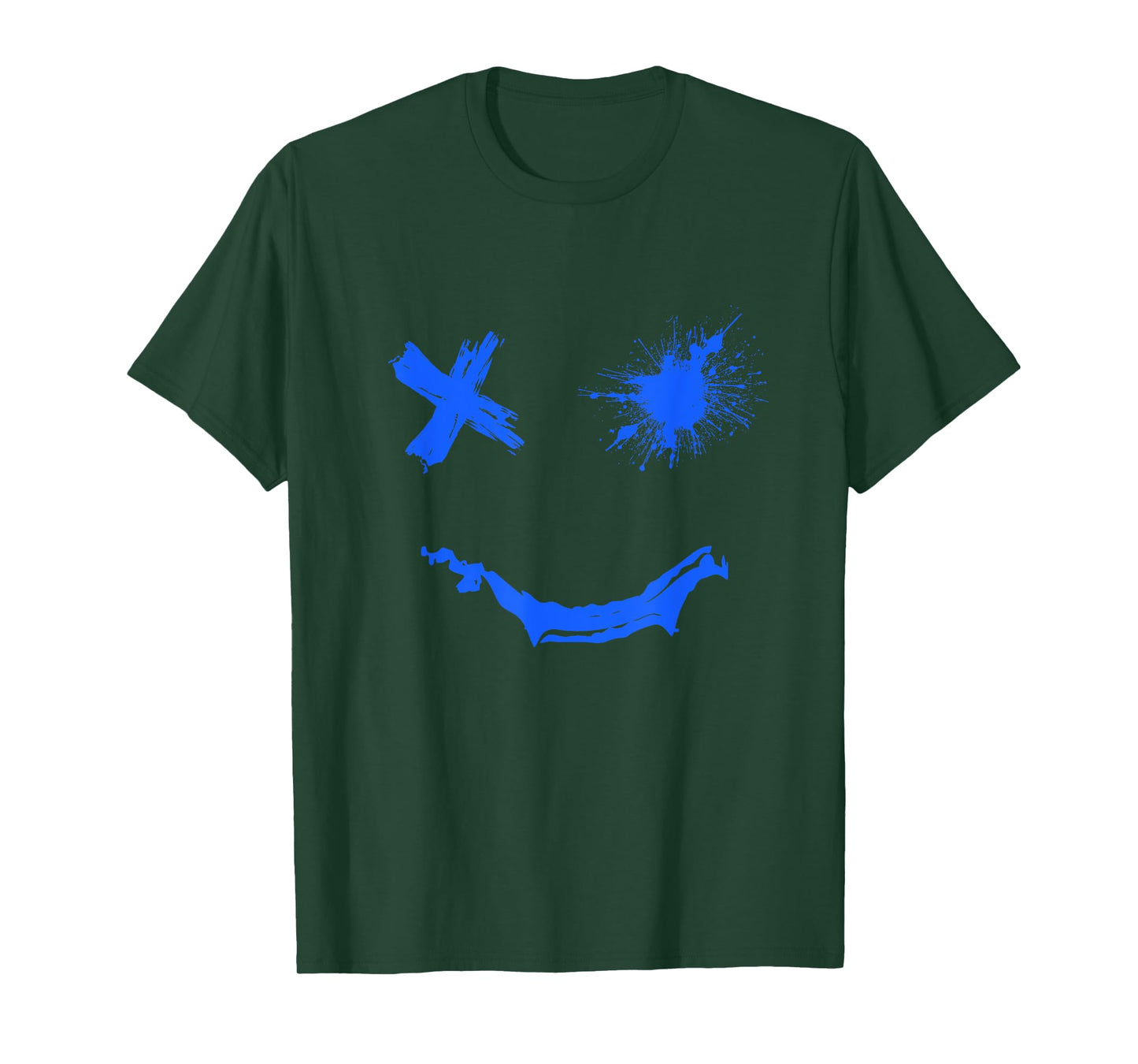 Blue Grunge Smile Royal Blue Graphic T-Shirt