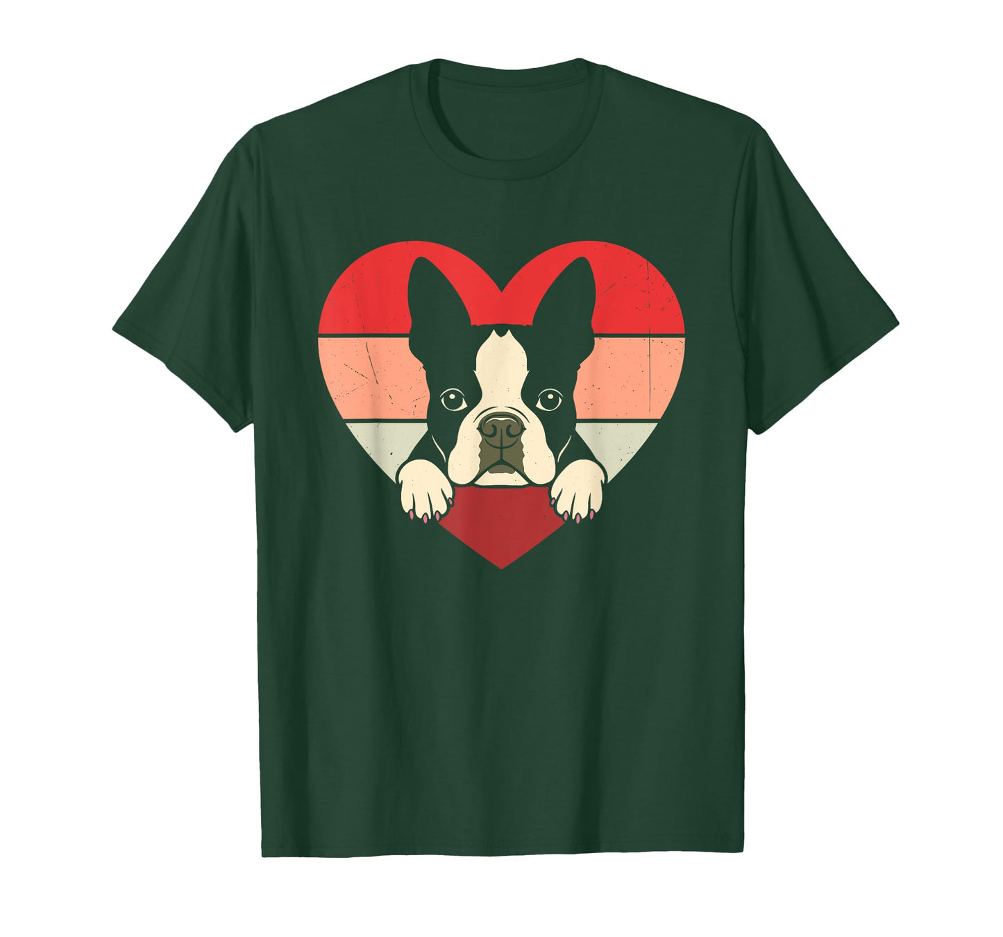 Retro Heart Boston Terrier Dog Vintage Valentine Womens Mens T-Shirt