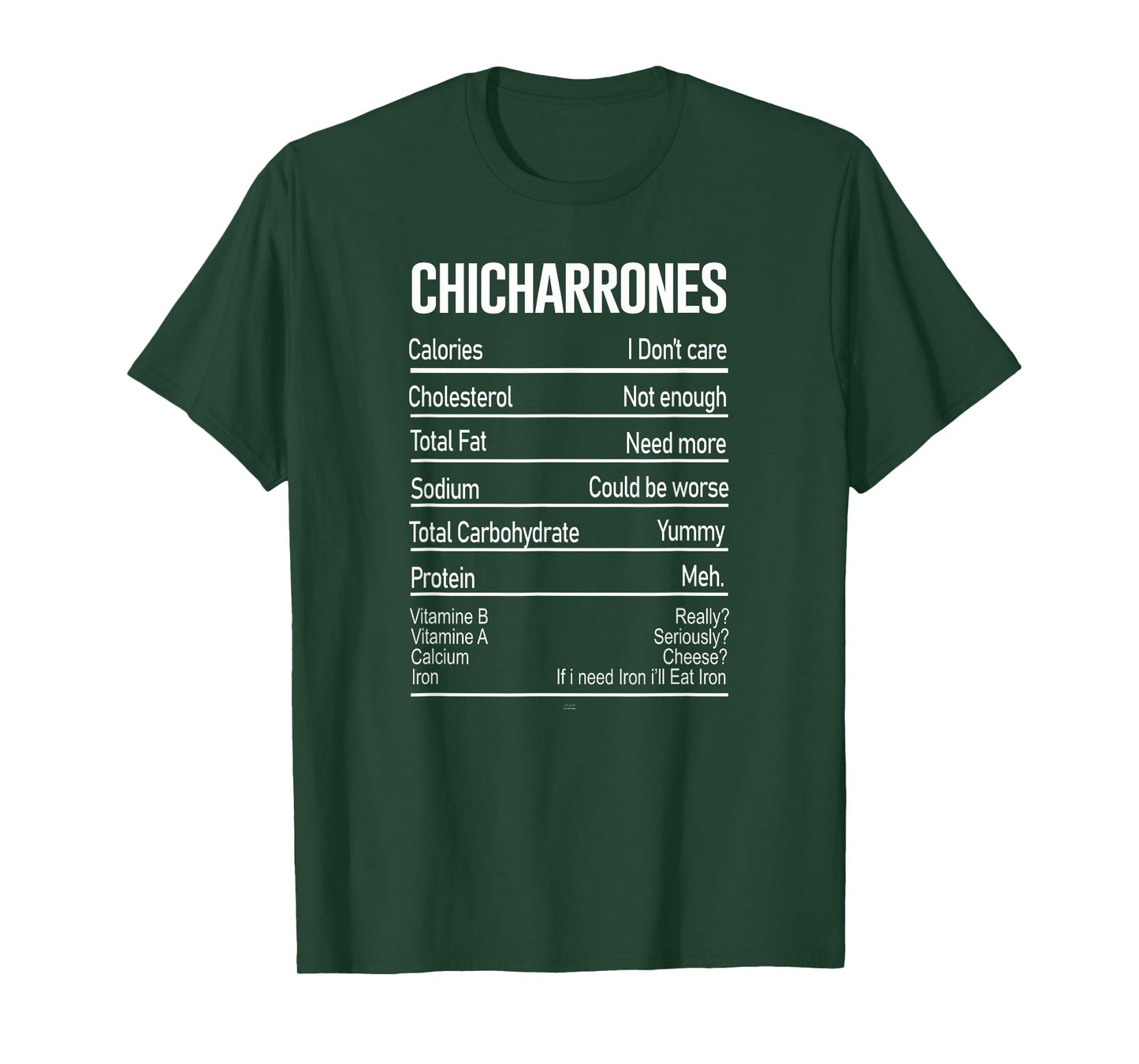 Funny Chicharrones Nutrition Facts traditional Mexican Food T-Shirt