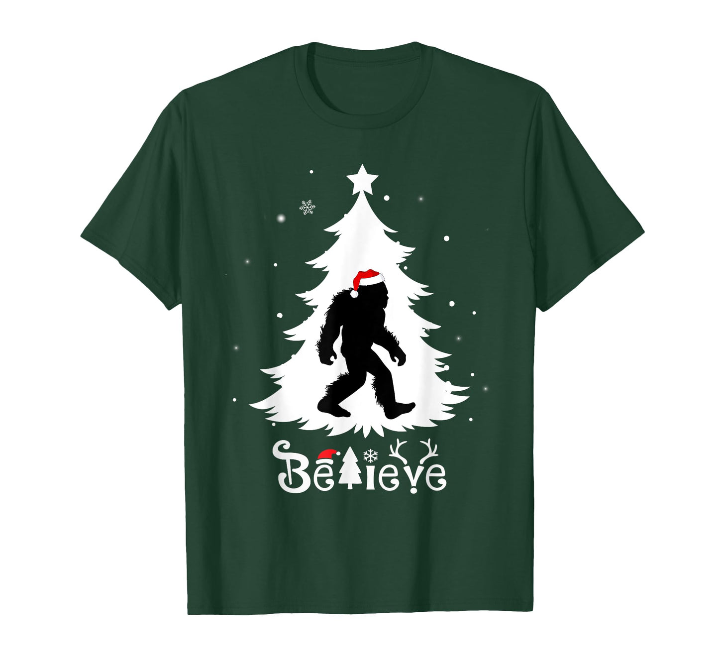 Skunk Ape Christmas Believe Santa Hat Bigfoot Xmas T-Shirt