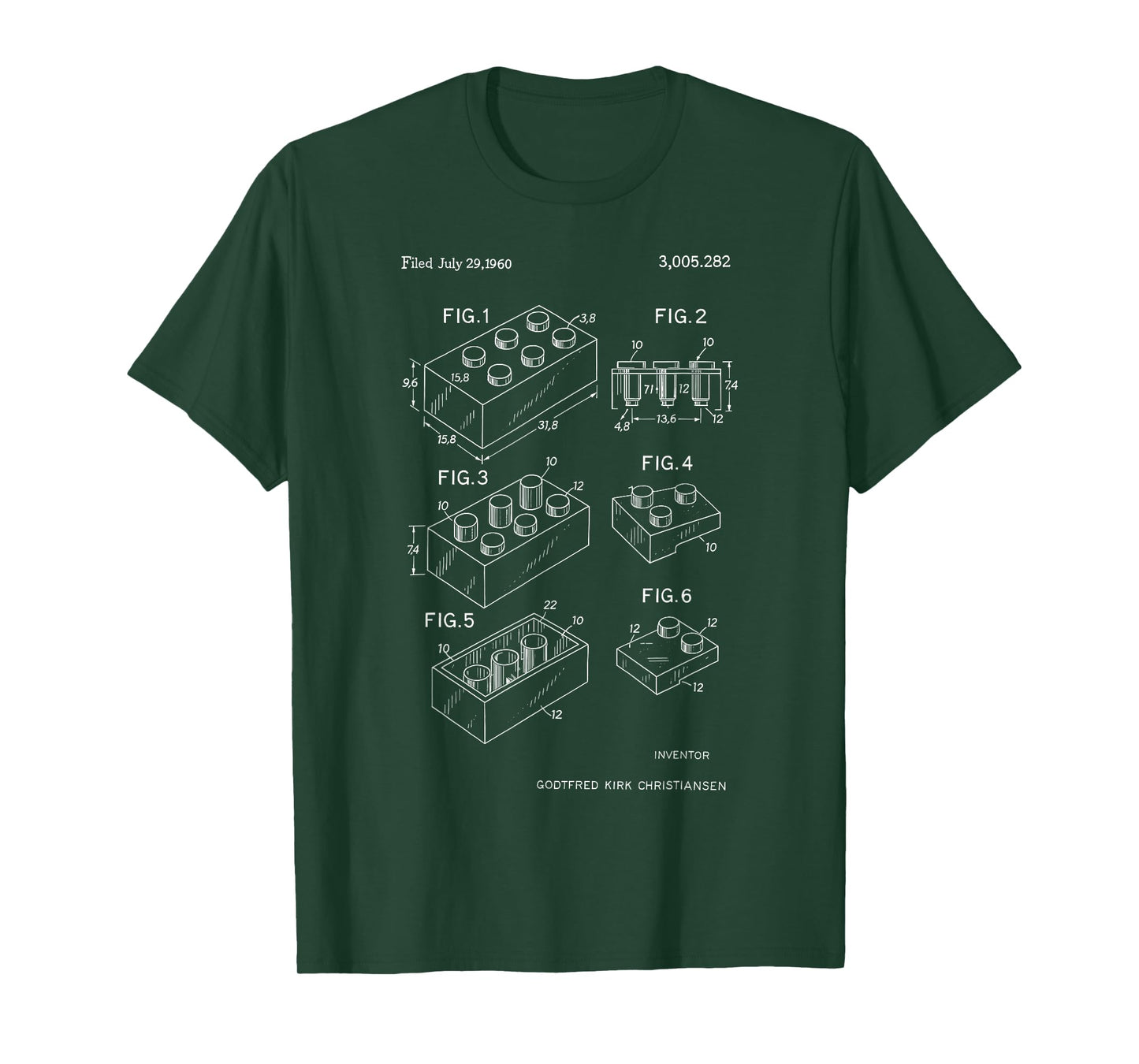 Classic Vintage Patent Print Toy Building Brick Lover T-Shirt