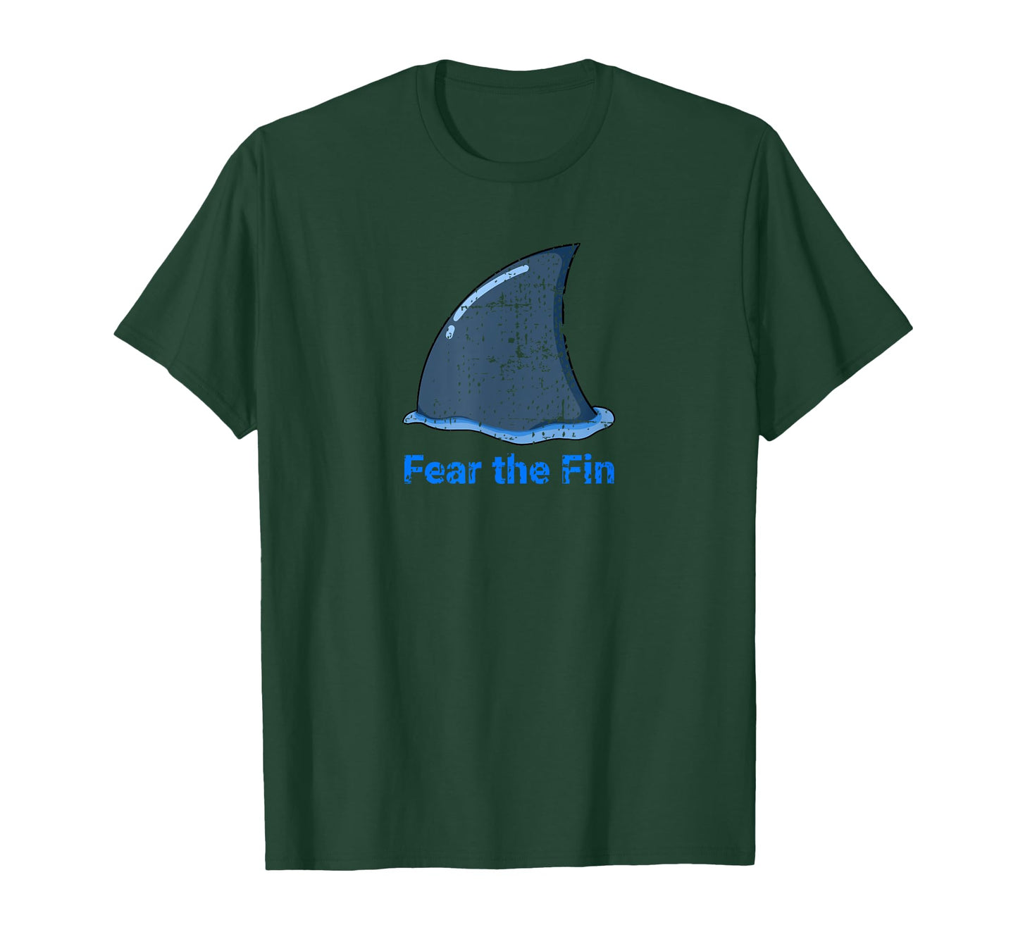 Fear the Fin Shark Fin Ocean Beach Funny Distressed T-Shirt