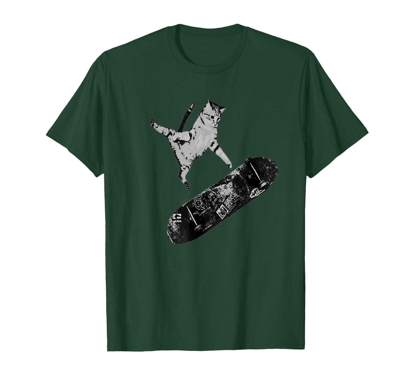 Cat on Skateboard Graphic Tee – Funny Kitten on Skateboard T-Shirt for Men Women