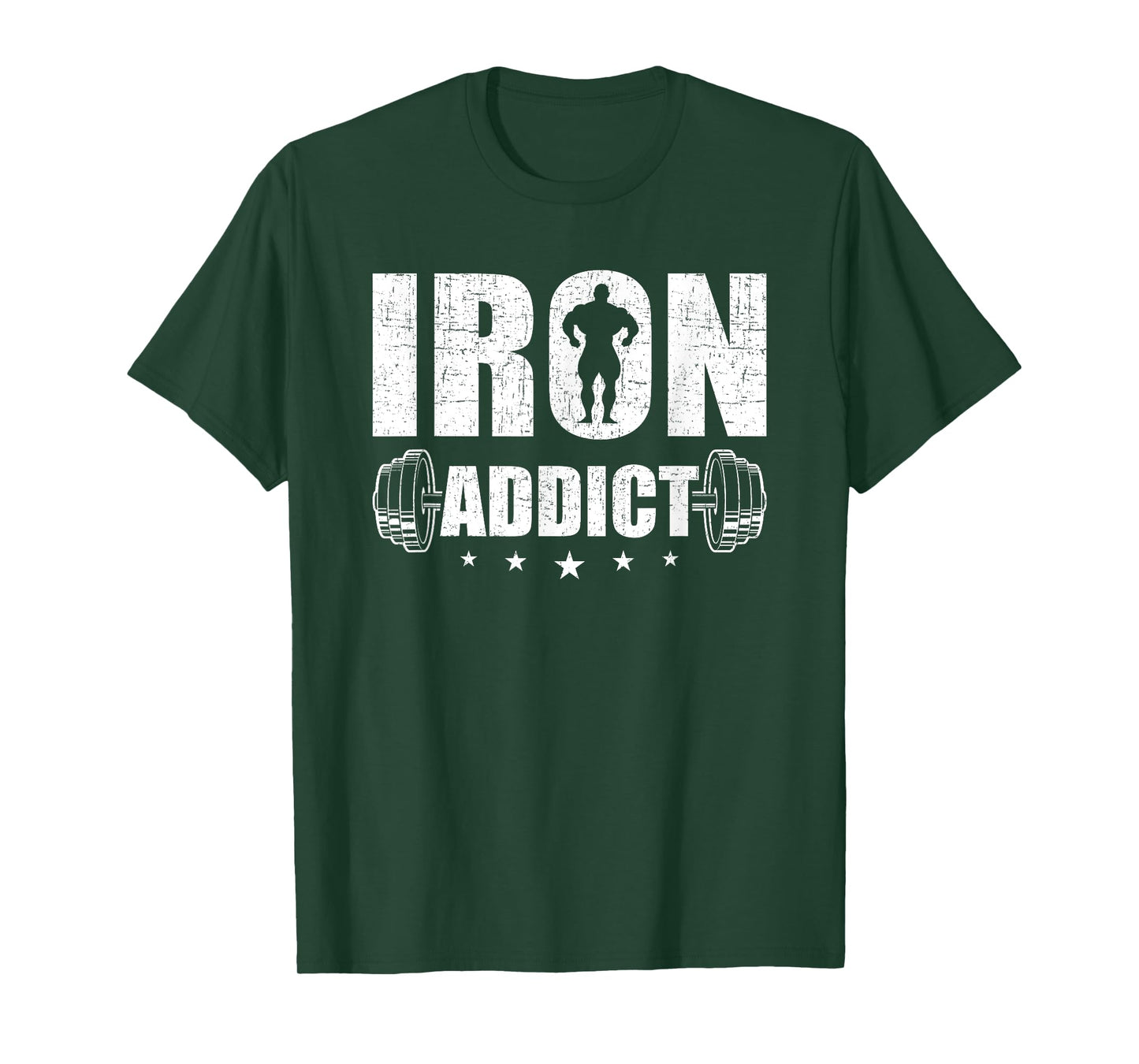 Bodybuilding Weightlifting Workout Gift Co. Iron Addict T-Shirt - Men's Black Cotton Blend Short Sleeve Classic Fit T-Shirt - Workout & Exercise and Fitness - Size Small