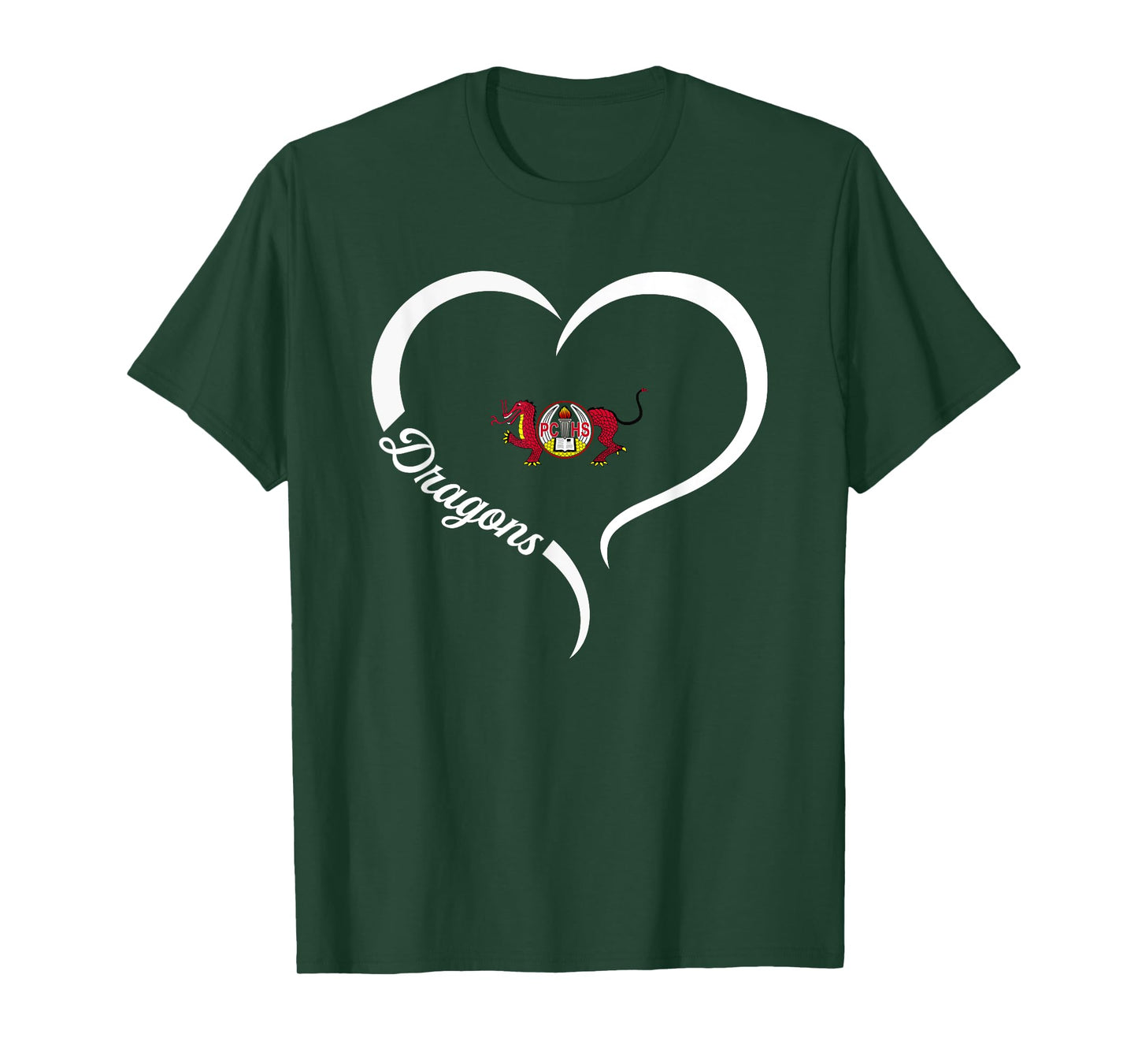 Pekin Community Dragons Logo Half Heart Slogan HS T-Shirt