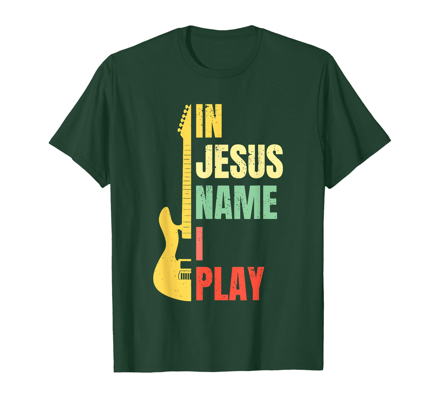 In Jesus Name I Play Guitar Christian Bass Musician Vintage T-Shirt