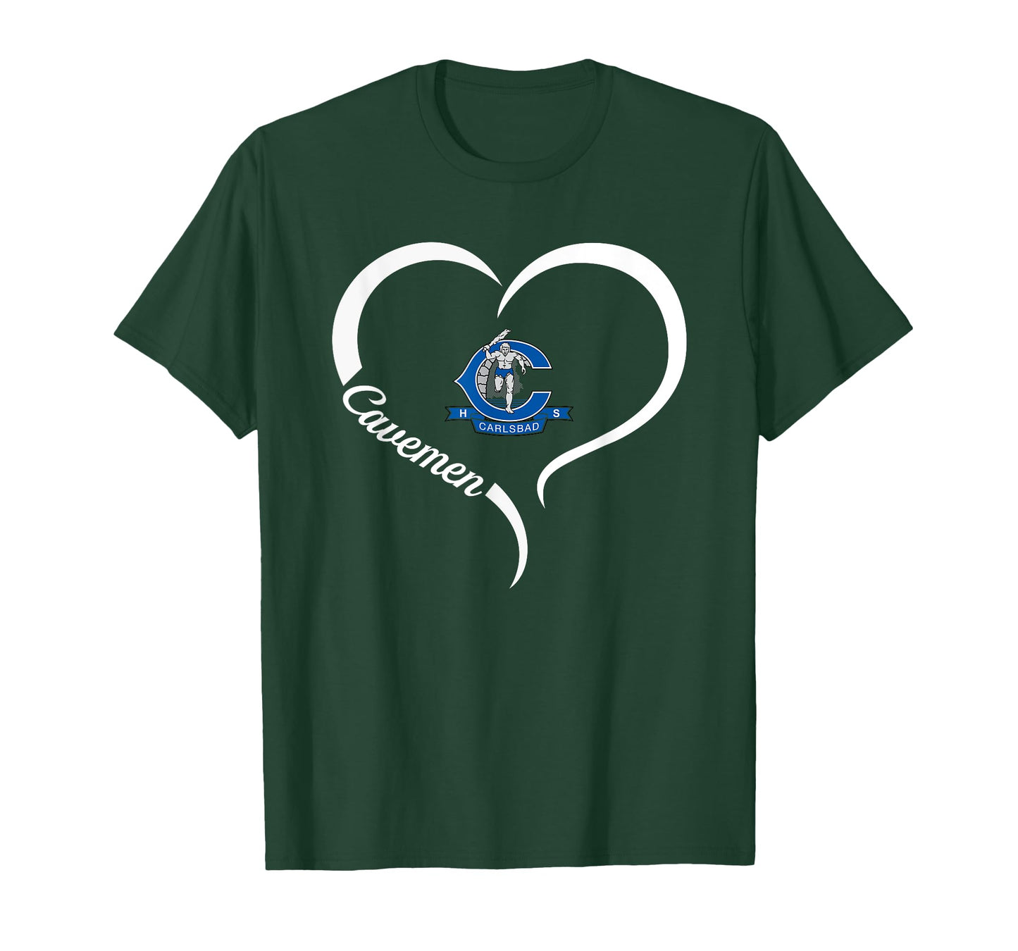 Carlsbad Cavemen Logo Half Heart Slogan HS T-Shirt