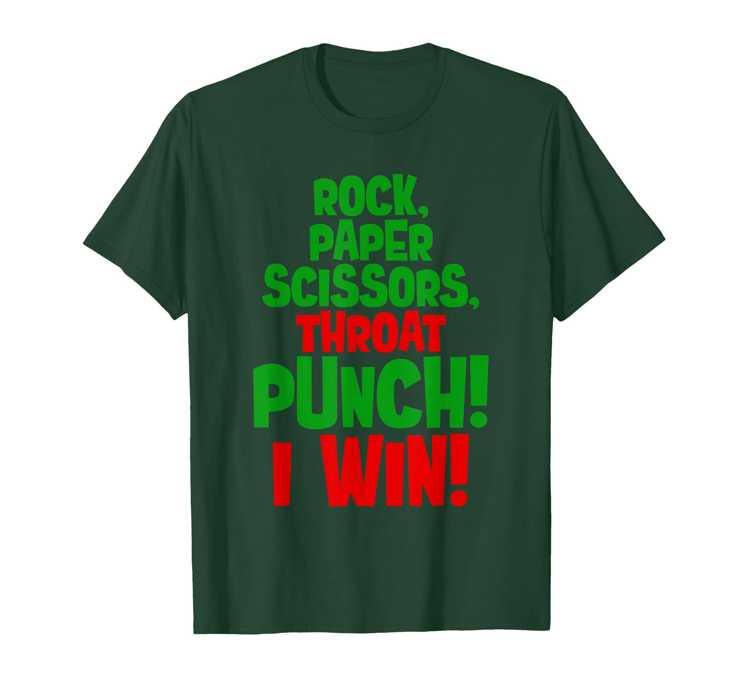 rock paper scissors throat punch I win green hand costume T-Shirt