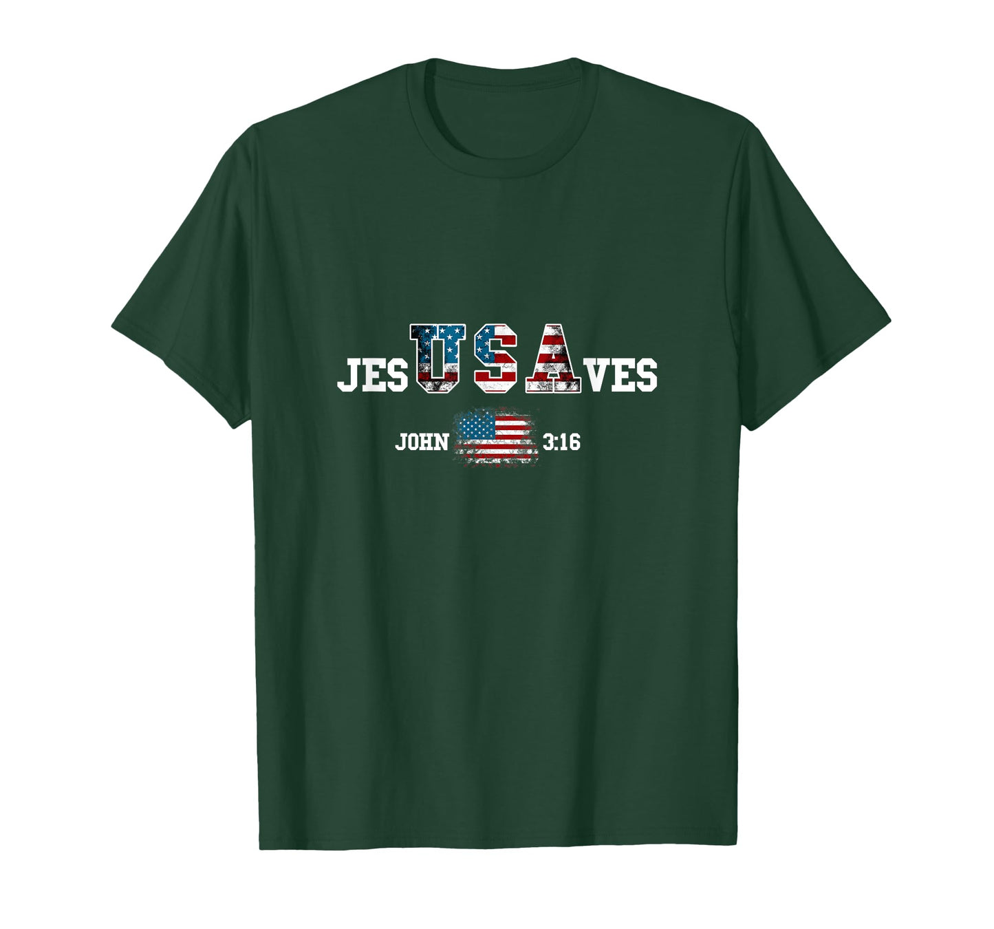 Jesus Saves USA American Flag Patriotic Christian Women Kids Men T-Shirt