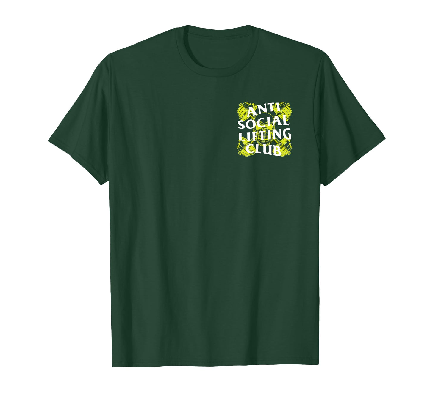 Anti Social Lifting Club: Barbells Crossed Skull Yellow T-Shirt