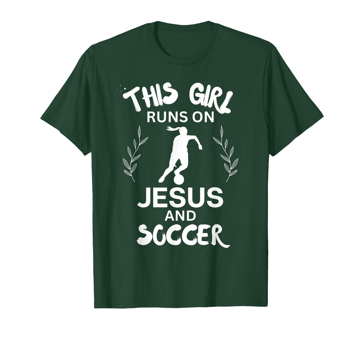 This Girl Runs On Jesus And Soccer Cute Christian Soccer T-Shirt