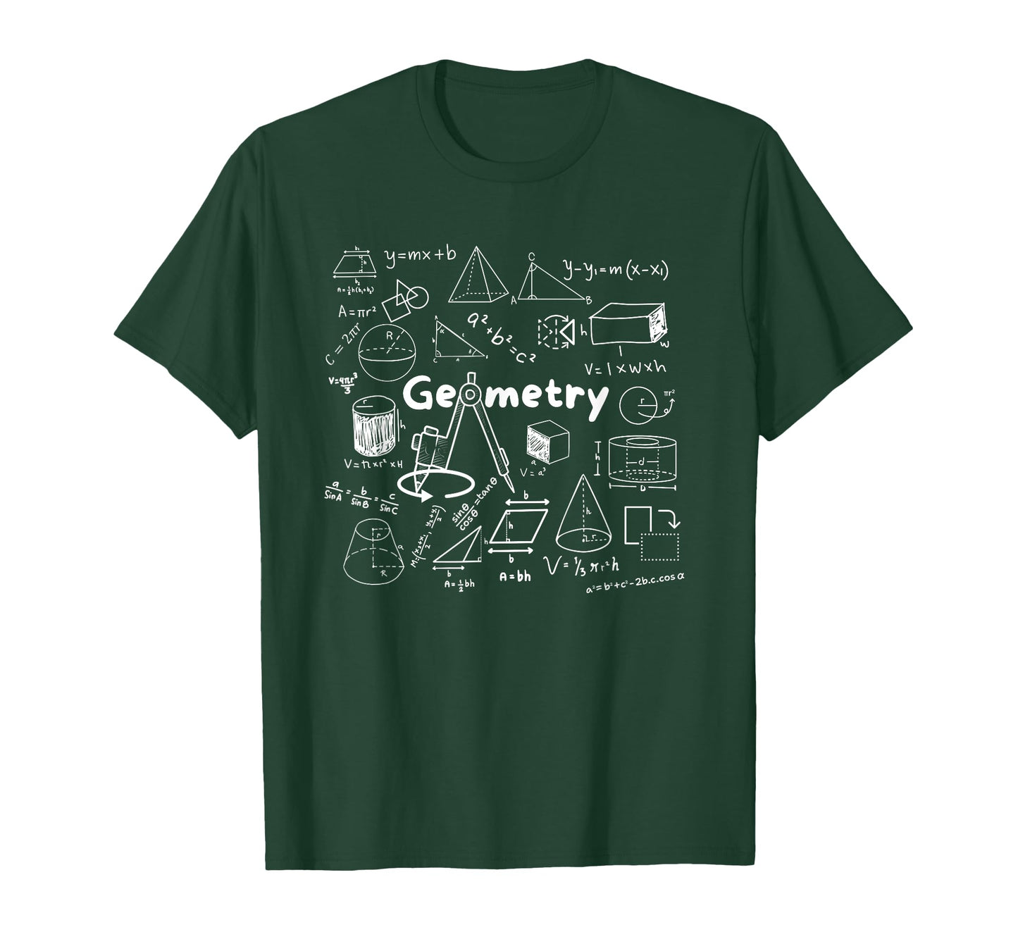 Geometry Lover's Shapes Equations & Formulas Cool Math Geek T-Shirt