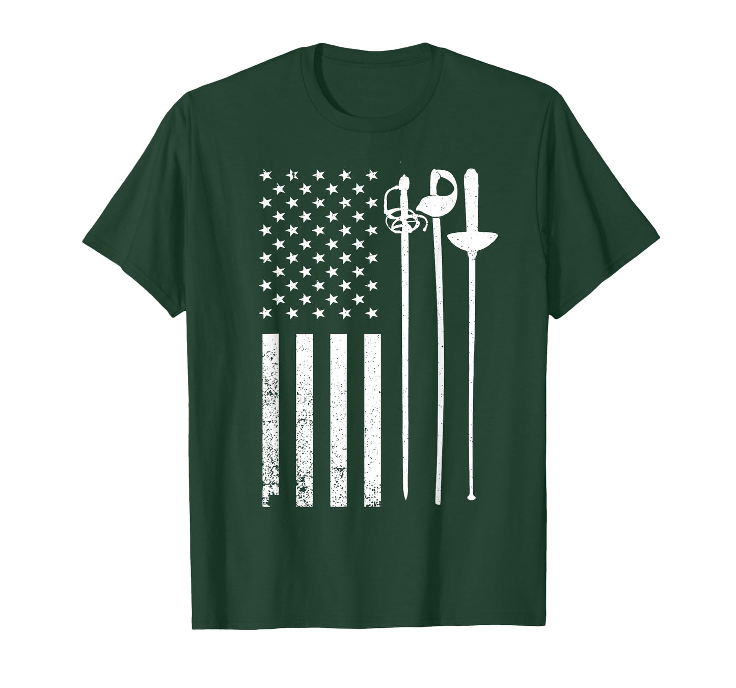 Cool Fencing Art For Men Women American Flag Fencing Coach T-Shirt