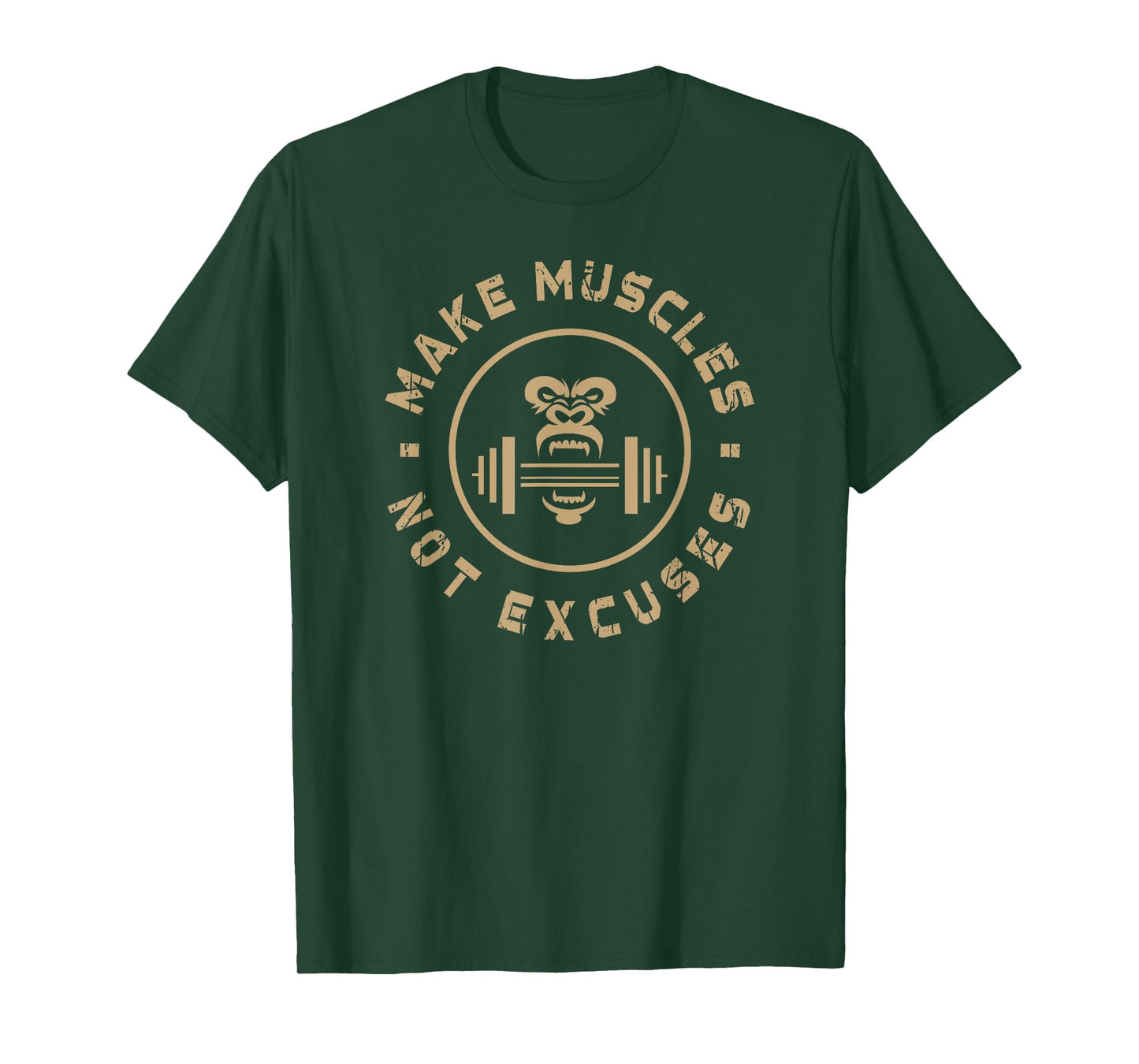 Make Muscles Not Excuses Funny Gym Motivational Workout T-Shirt