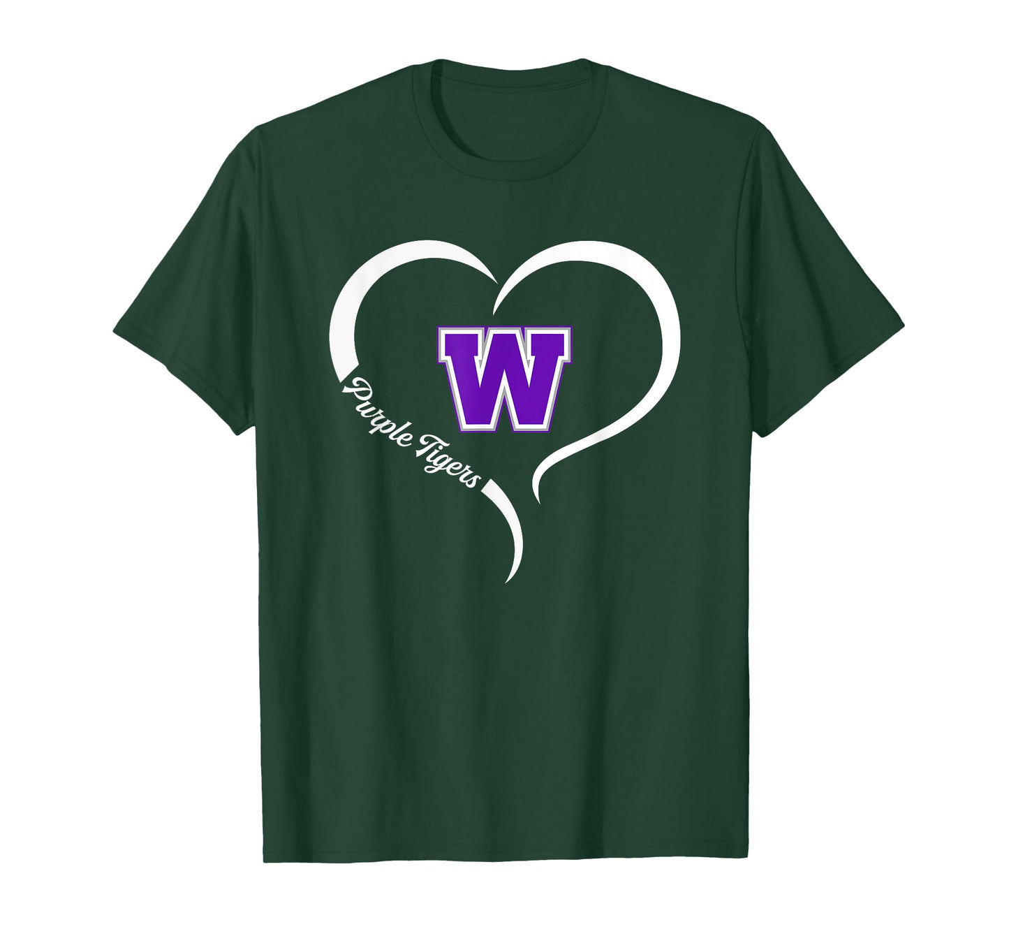 Watertown Purple Tigers Logo Half Heart Slogan HS T-Shirt