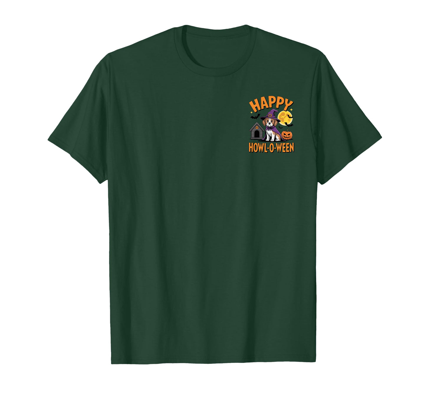 Happy Howl-O-Ween Dog Costume Halloween Moon Pumpkin Design T-Shirt