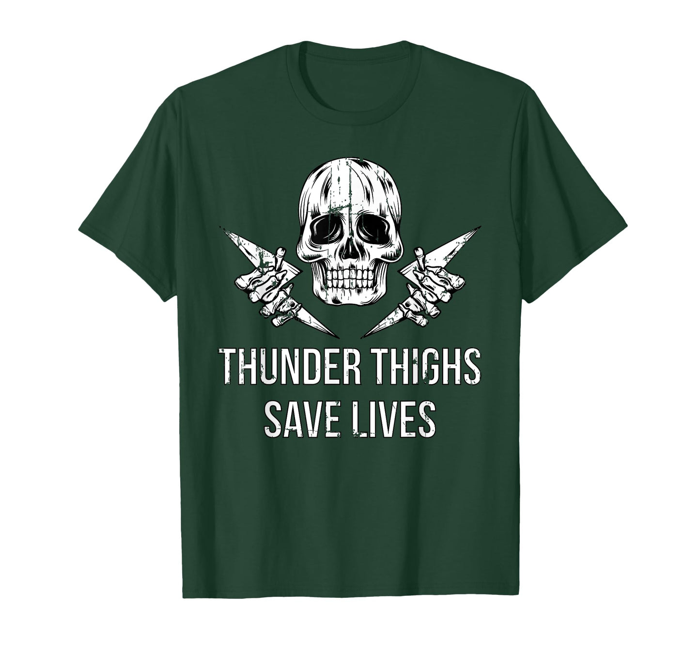 Dark Humor Shirts Thunder Thighs Save Lives Skull Thick Gym T-Shirt