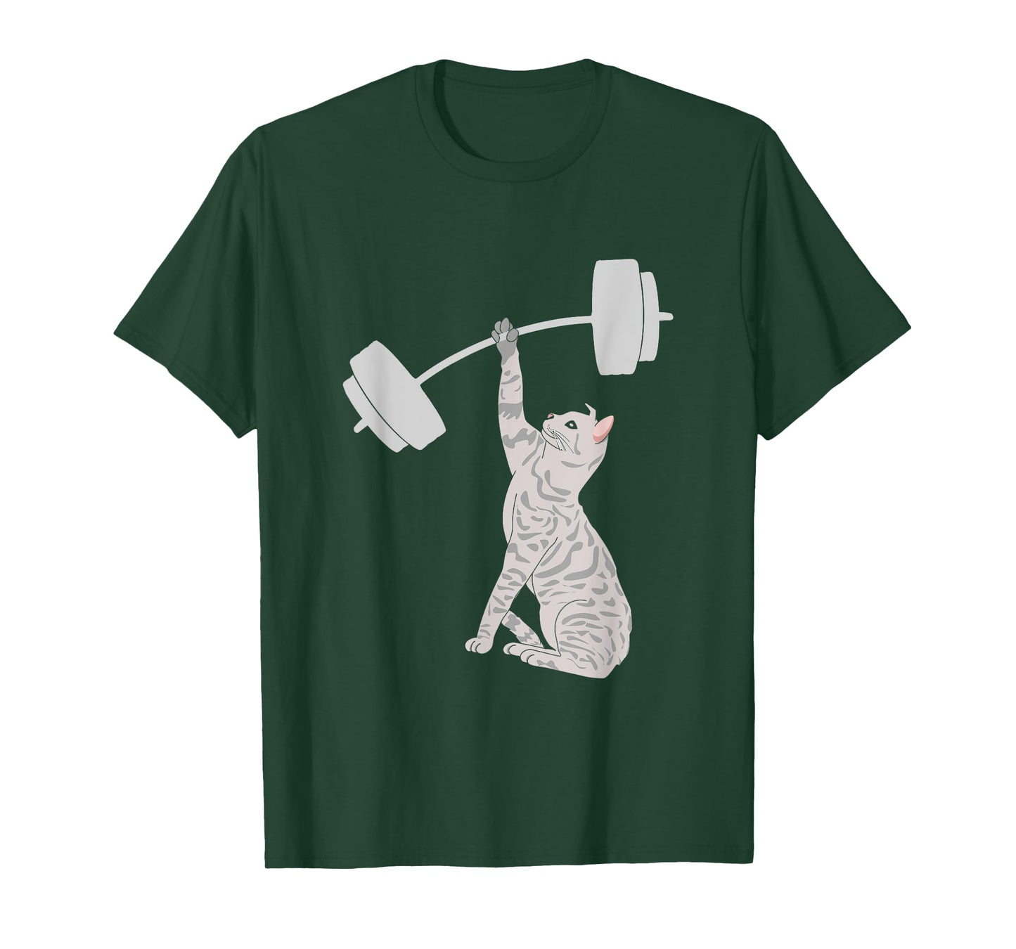 Cat Deadlifting Funny Fitness Gym Lover Cat BarBell T-Shirt