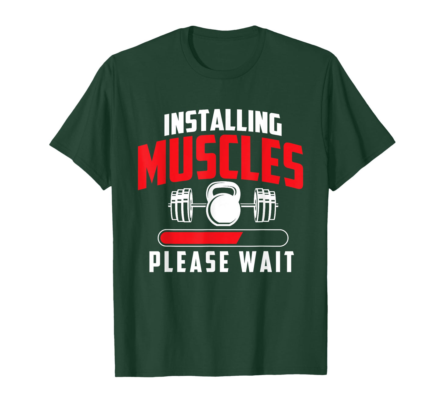 Funny Gym Shirts Installing Muscles Please Wait - Workout Gym Weightlifting T-Shirt, Small, Black