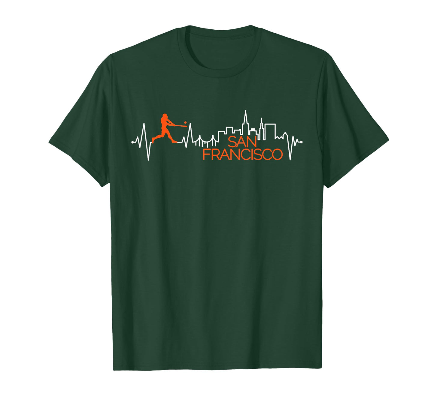 Vintage San Francisco Skyline Baseball Heartbeat Men Women T-Shirt