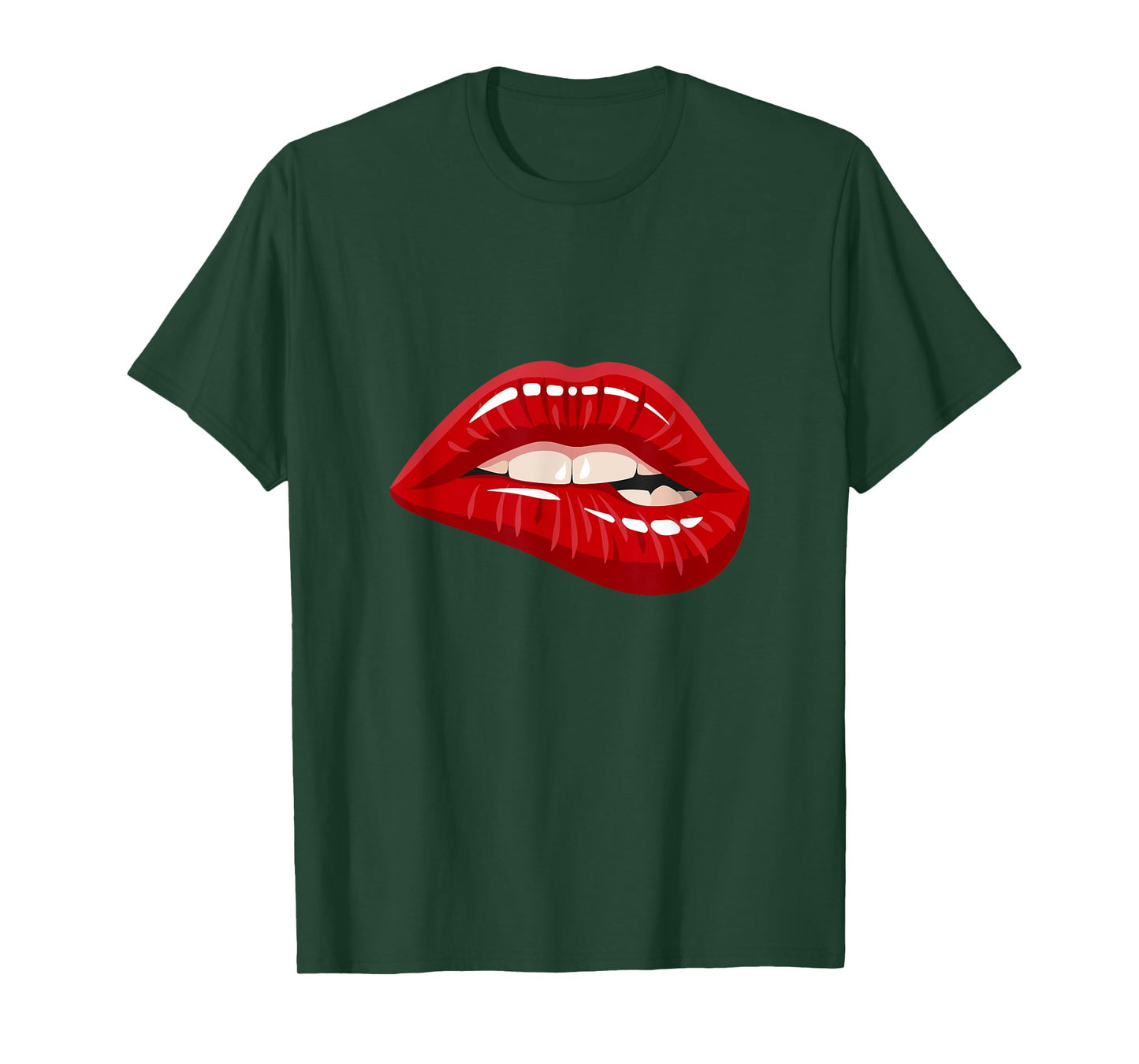 Men's Women's Graphic Tees - Red Biting Lips Short Sleeve T-Shirt