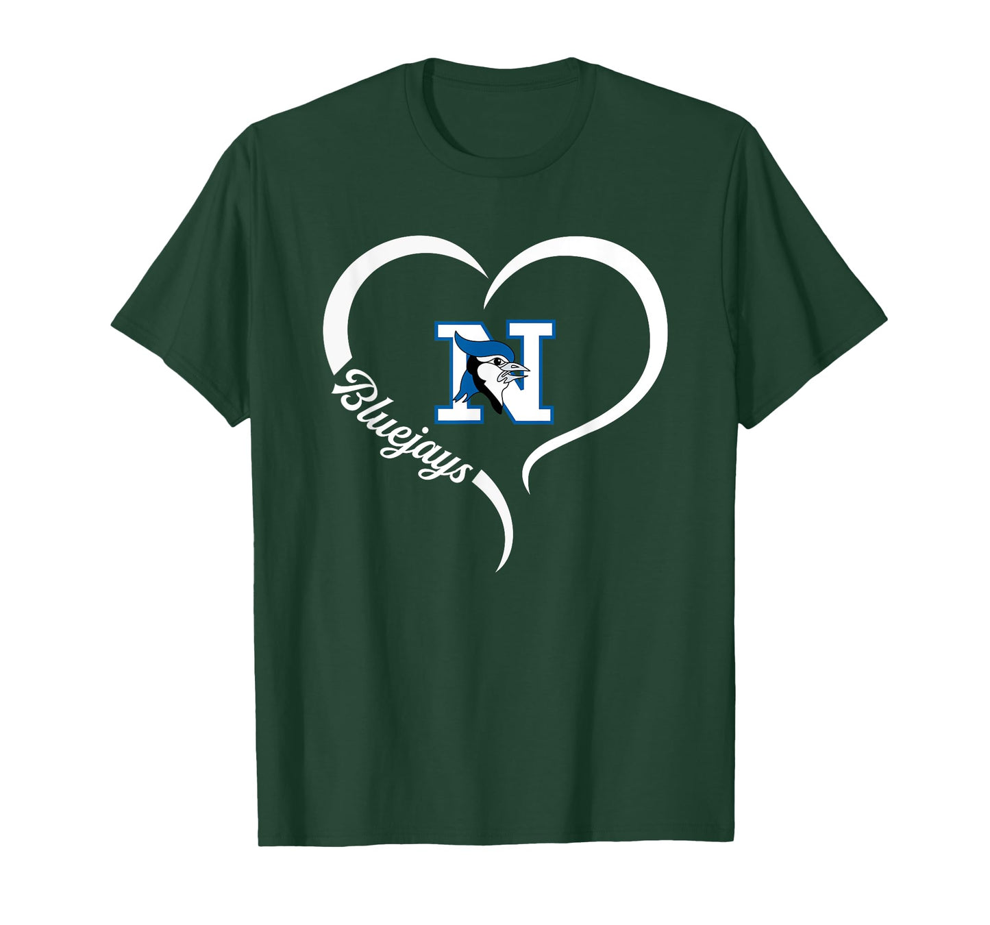 Needville Bluejays Logo Half Heart Slogan HS T-Shirt