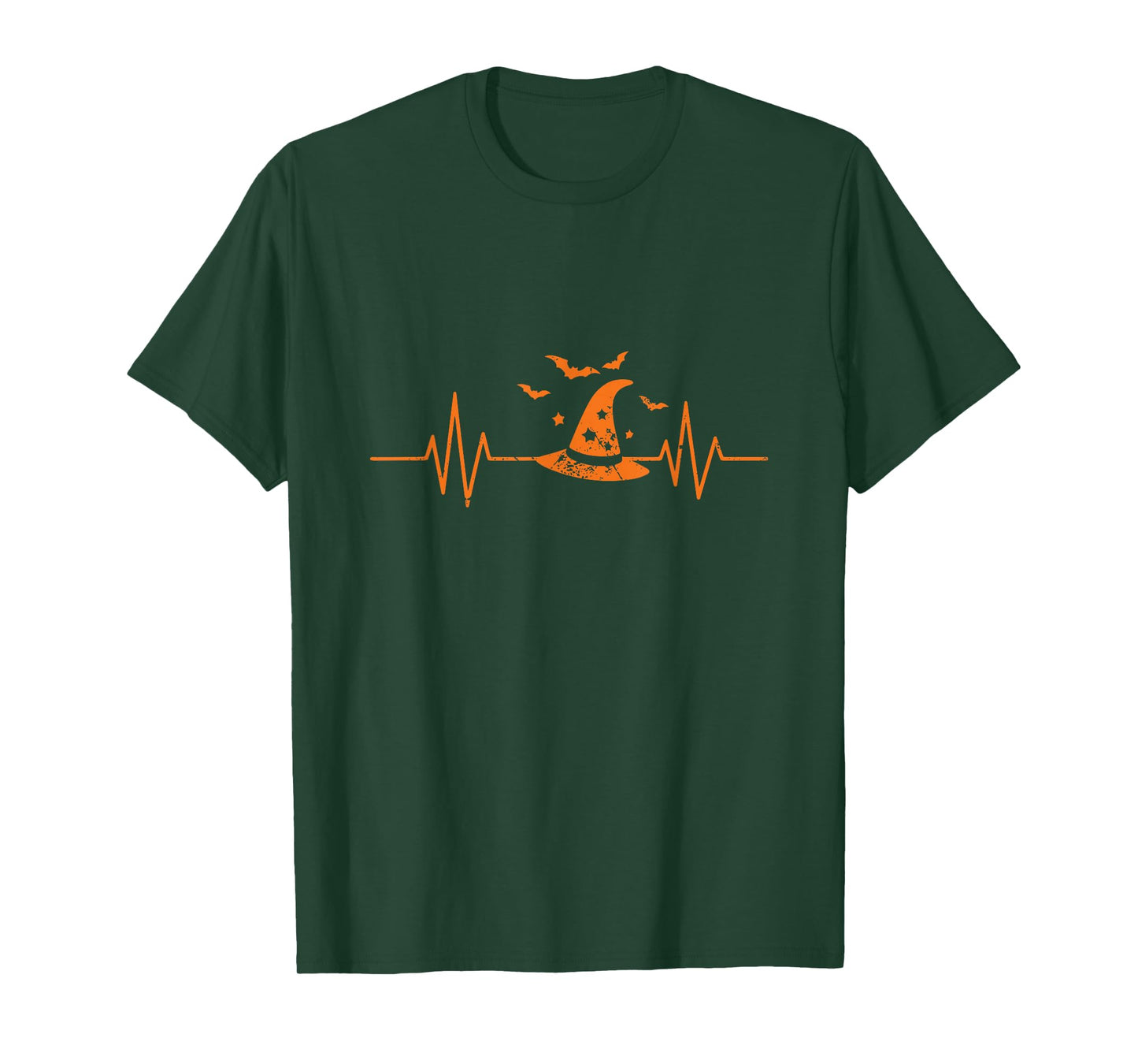 Witch Hat Heartbeat EKG Line Halloween T-Shirt
